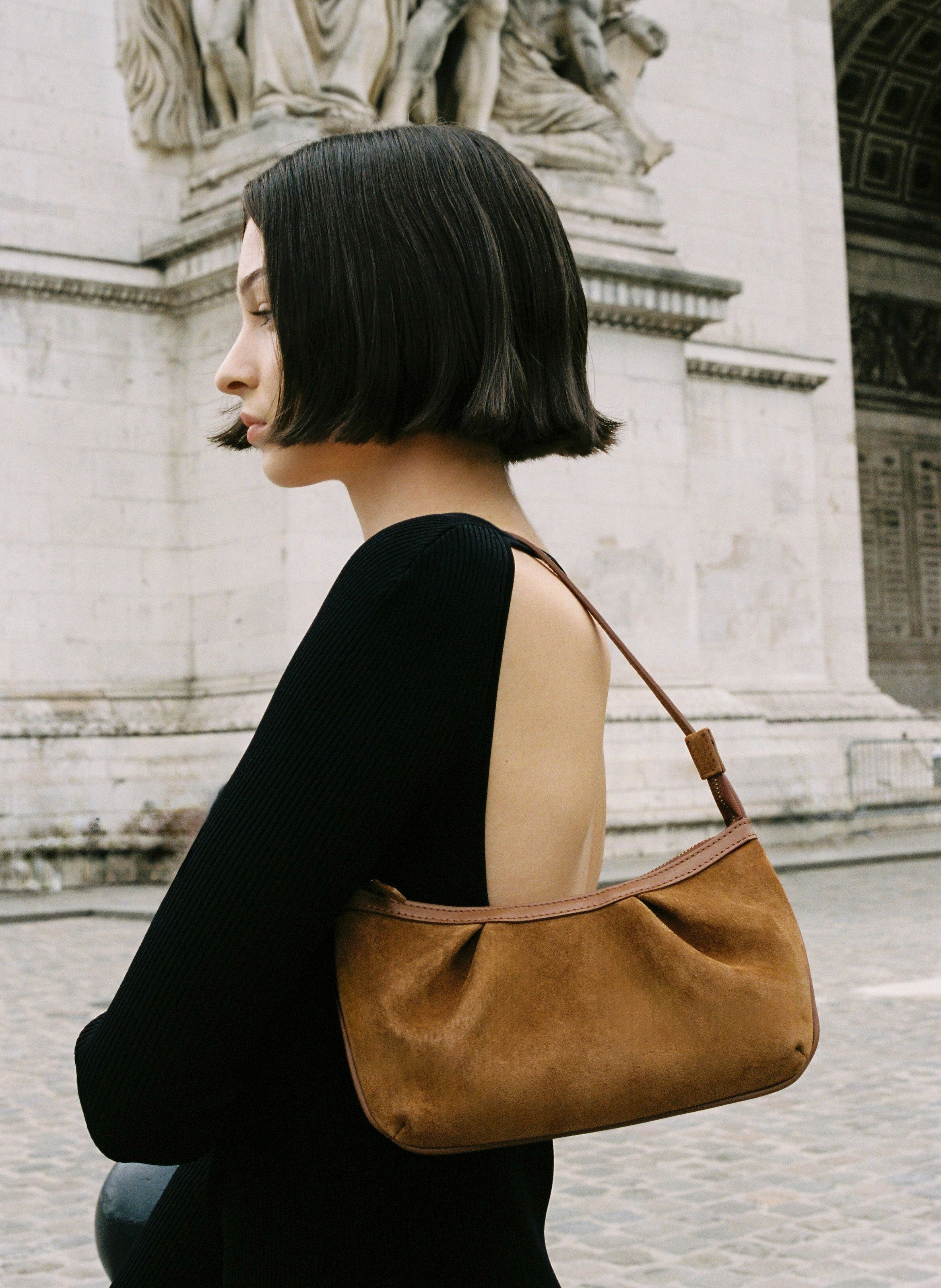 Dimple Pochette Suede Cognac - 2