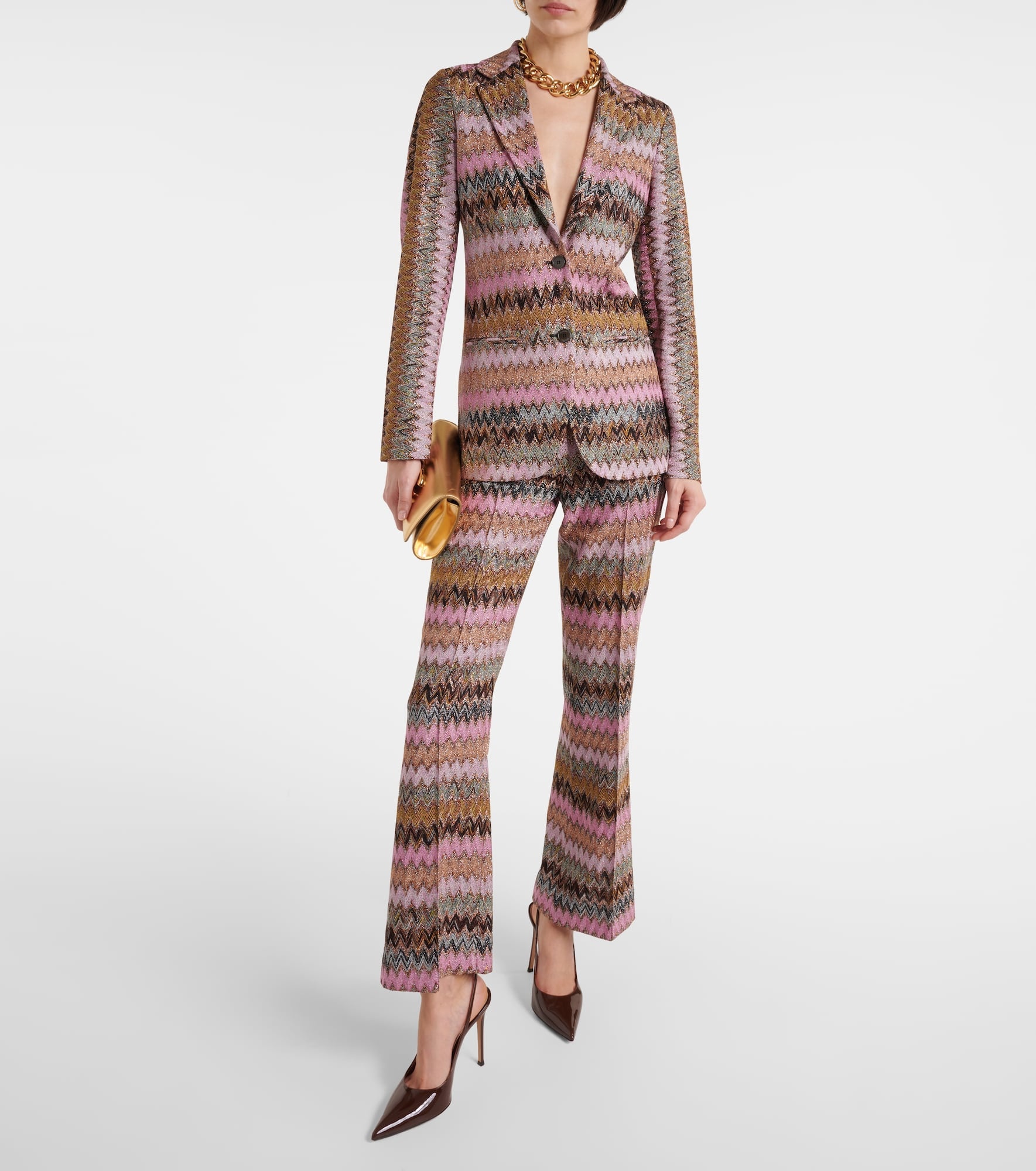 Zig Zag metallic flared pants - 2