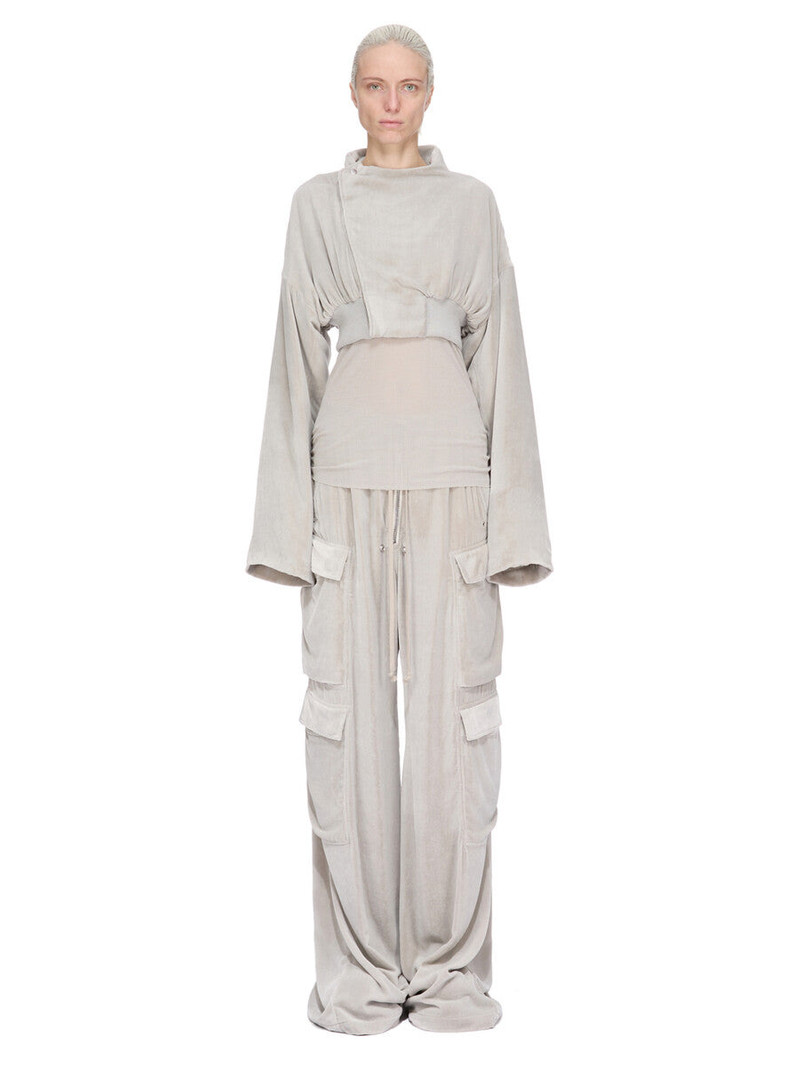 Rick Owens Hollywood Cropped Flight Bomber Jacket Pearl outlook