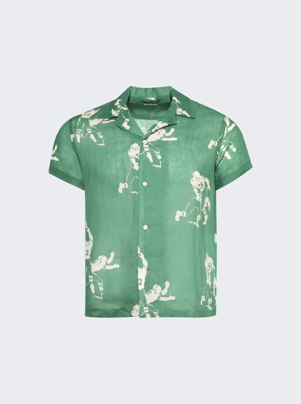 Football Linen Short Sleeve Shirt Green - 1