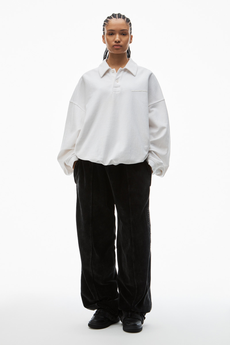 Alexander Wang logo track pant in velour outlook