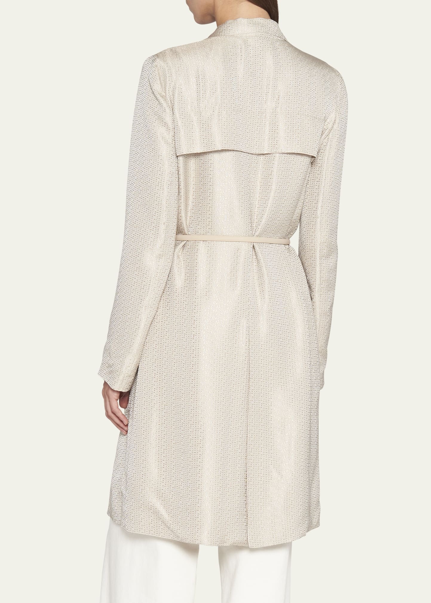 Belted Metallic Wrap Coat - 3