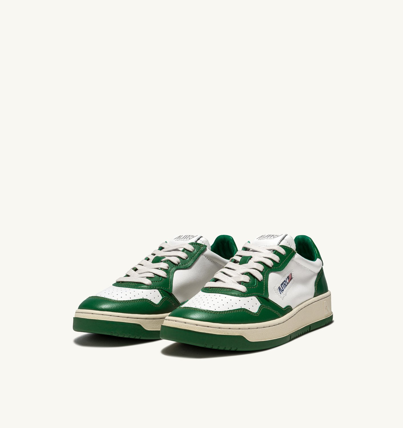 MEDALIST LOW BICOLOR SNEAKERS IN WHITE AND GREEN LEATHER - 2