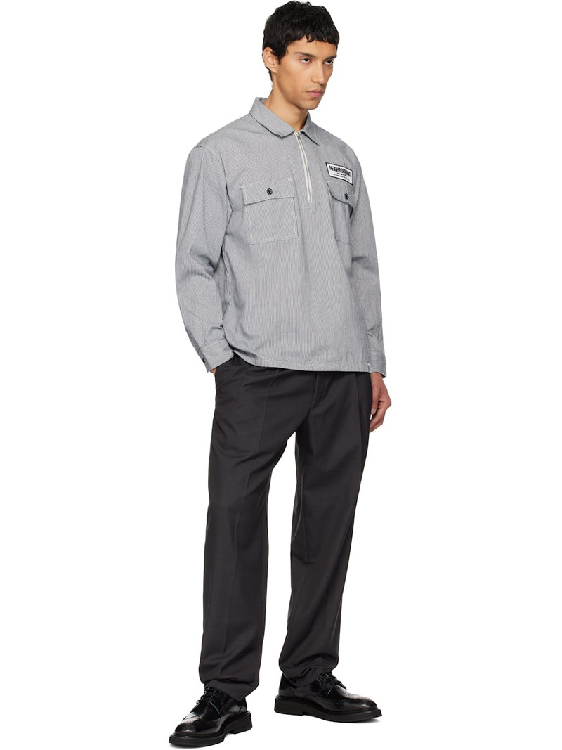 NEIGHBORHOOD Navy & White Classic Work Pullover LS Shirt outlook