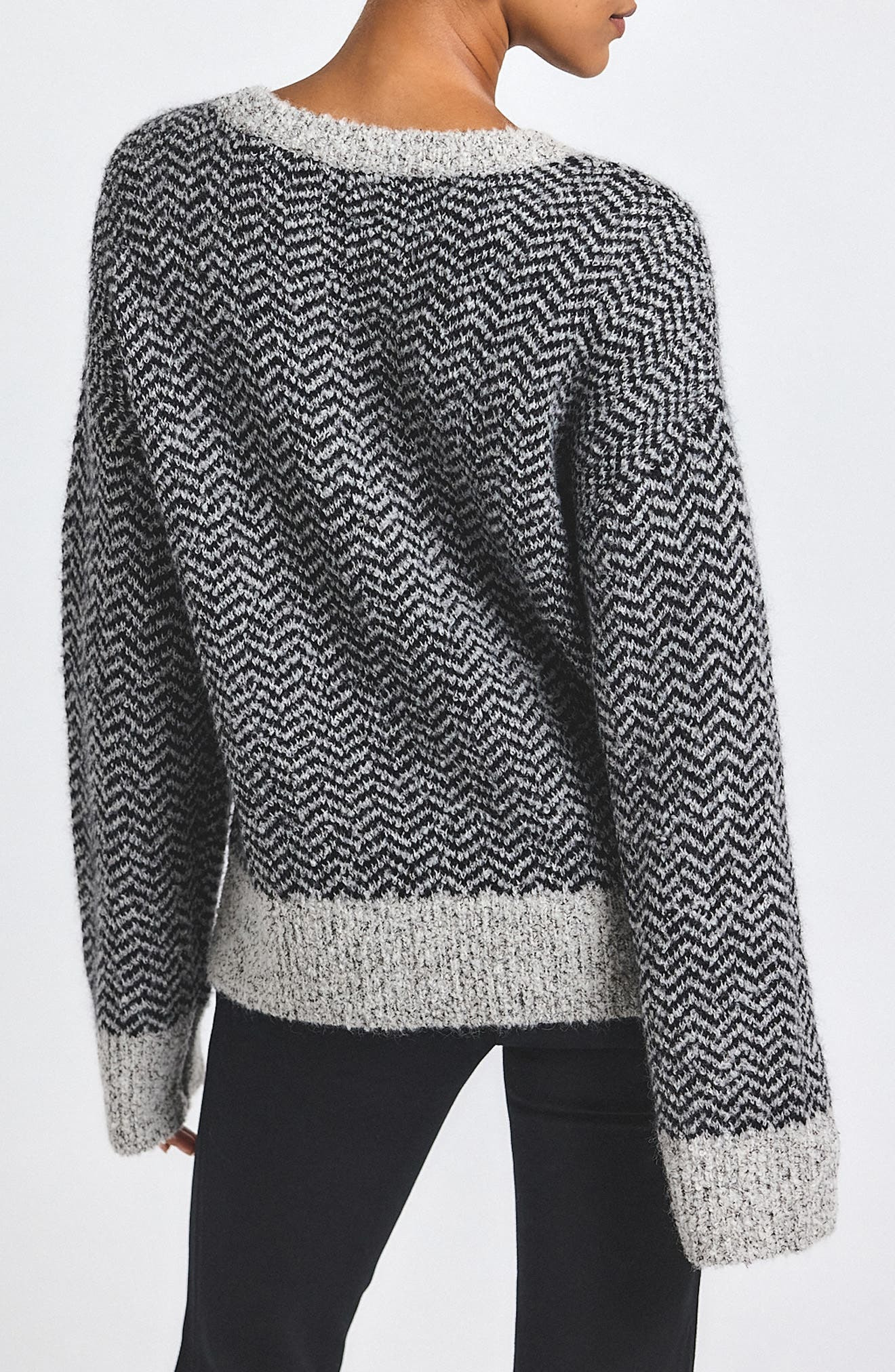 Derek Lam 10 Crosby Astrid Chevron Stripe Sweater in Ivory/Black at Nordstrom - 2