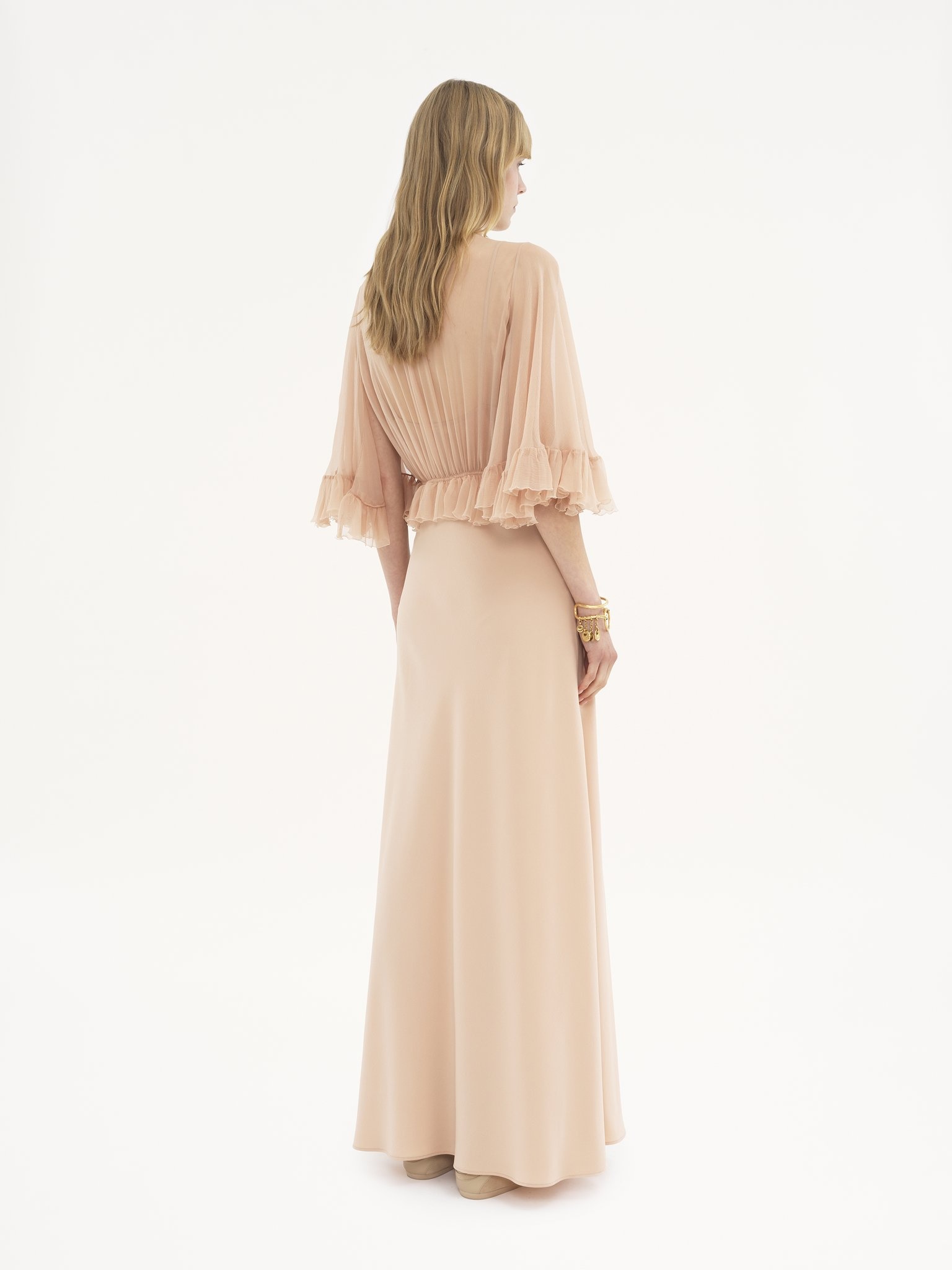 V-NECK LONG DRESS IN CRÊPE SATIN - 6