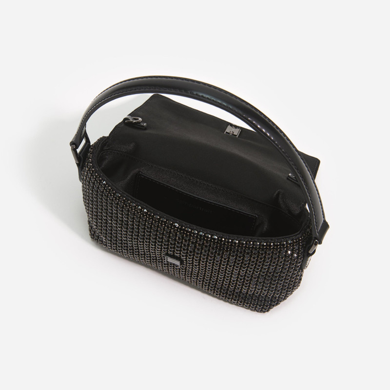 self-portrait Black Rhinestone Chainmail Micro Bag outlook