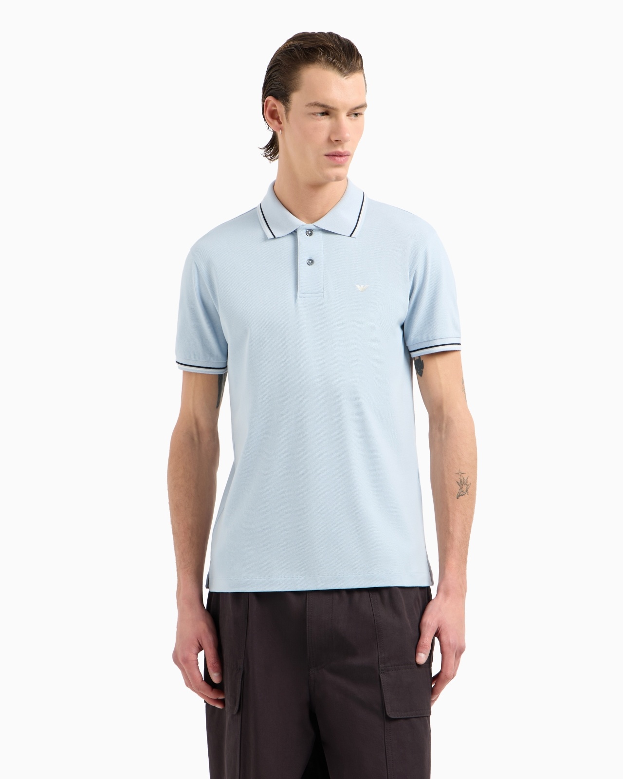EMPORIO ARMANI SLIM-FIT STRETCH PIQUÉ POLO SHIRT WITH MICRO