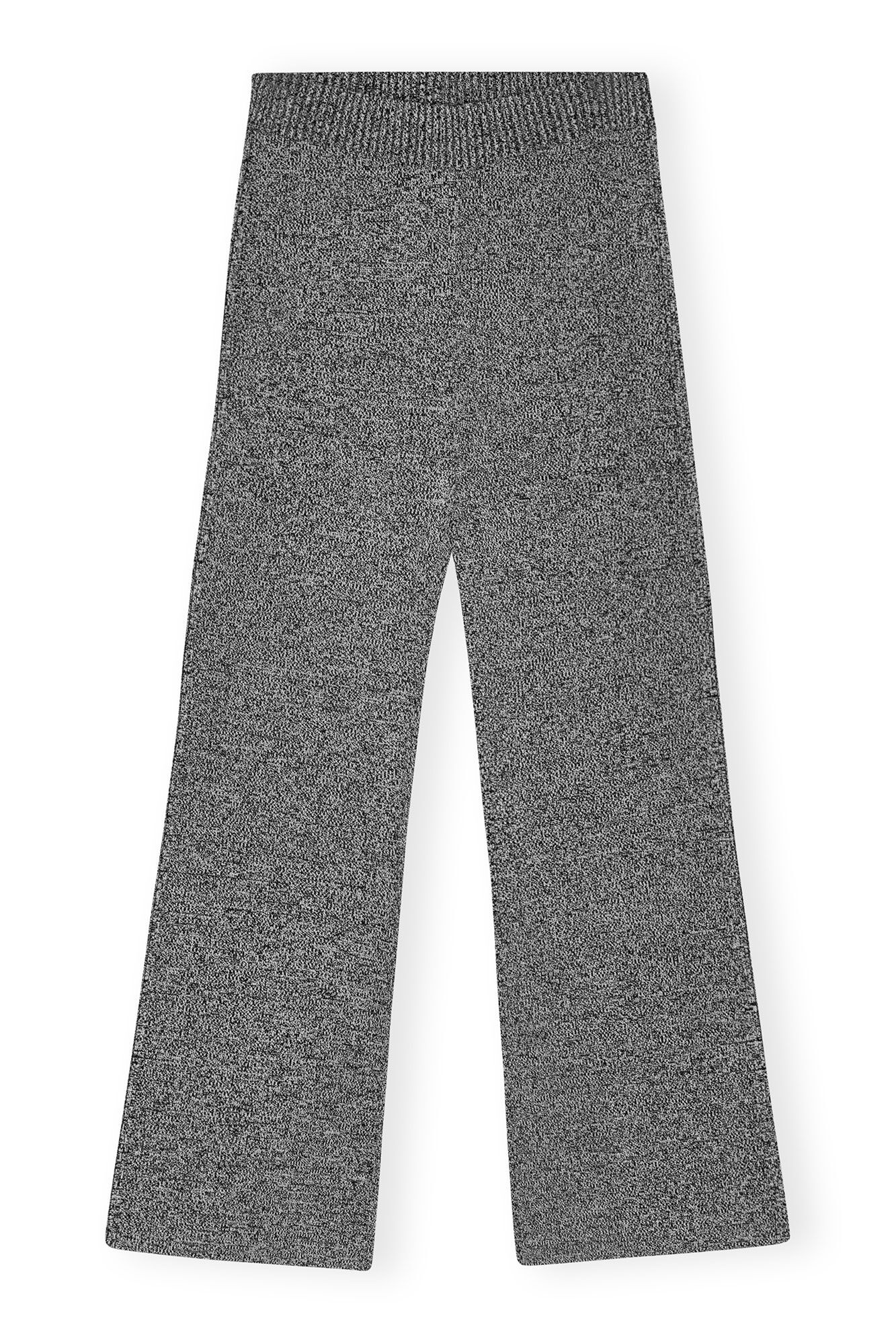 GREY MELANGE RIB CROPPED PANTS - 5