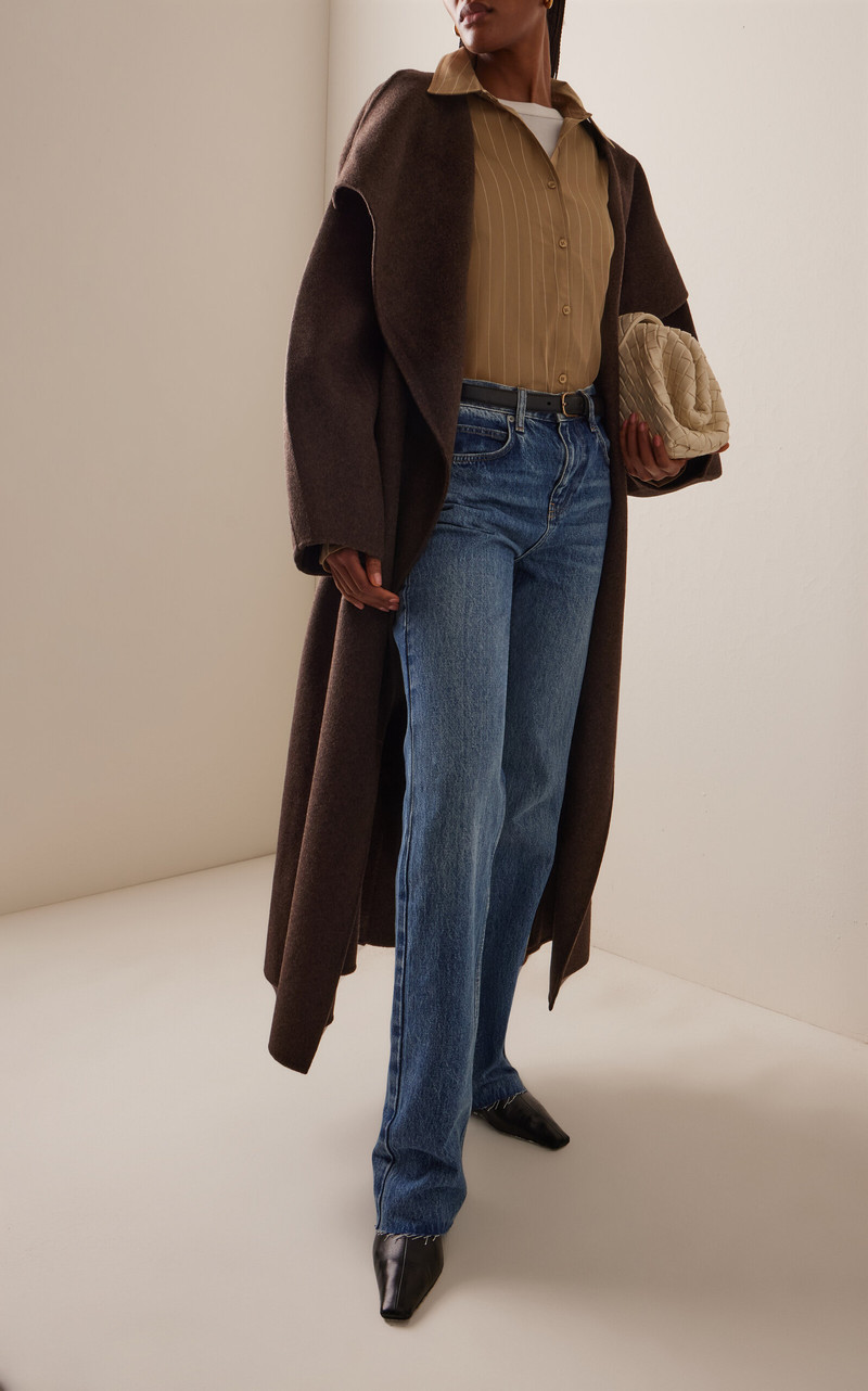 The Frankie Shop Leroy Wool Coat brown outlook