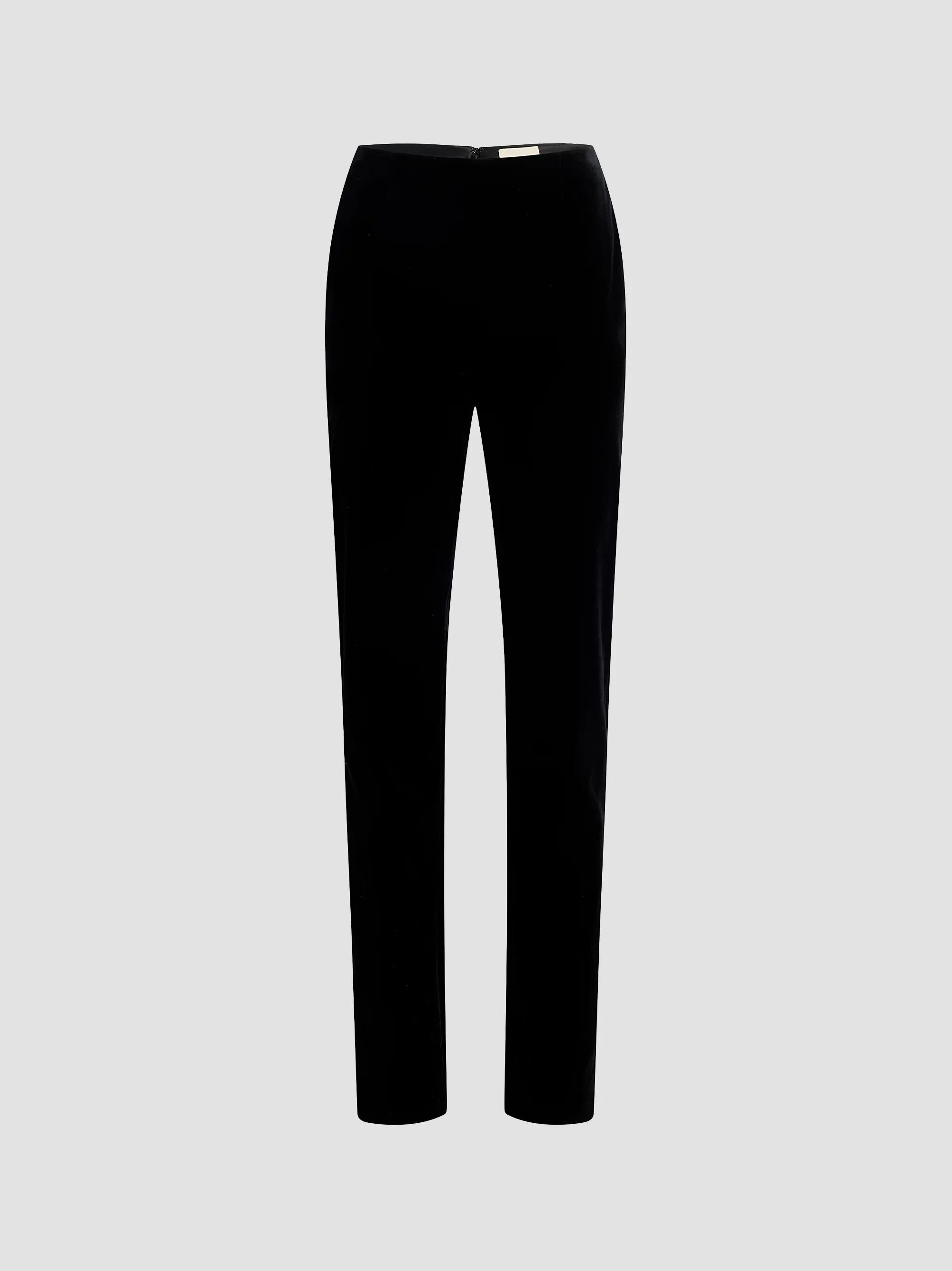 Women's Ryden Stretch-Velvet High-Rise Slim-Leg Pants - Black - 1