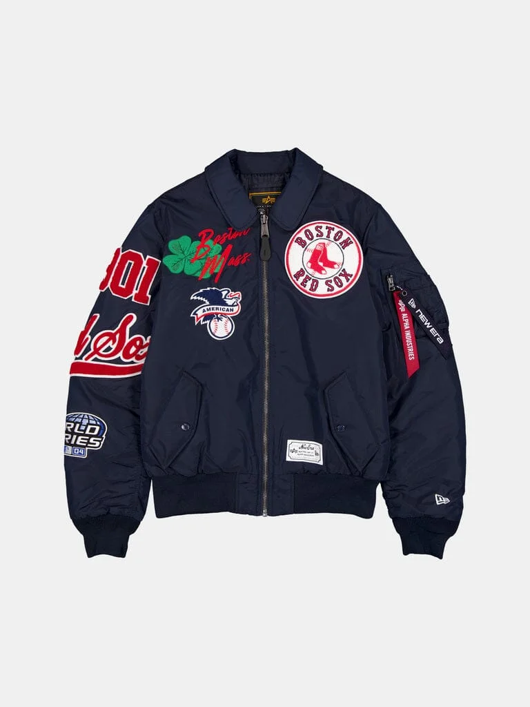 BOSTON RED SOX X ALPHA X NEW ERA MA-1 COLLARED BOMBER JACKET - 1