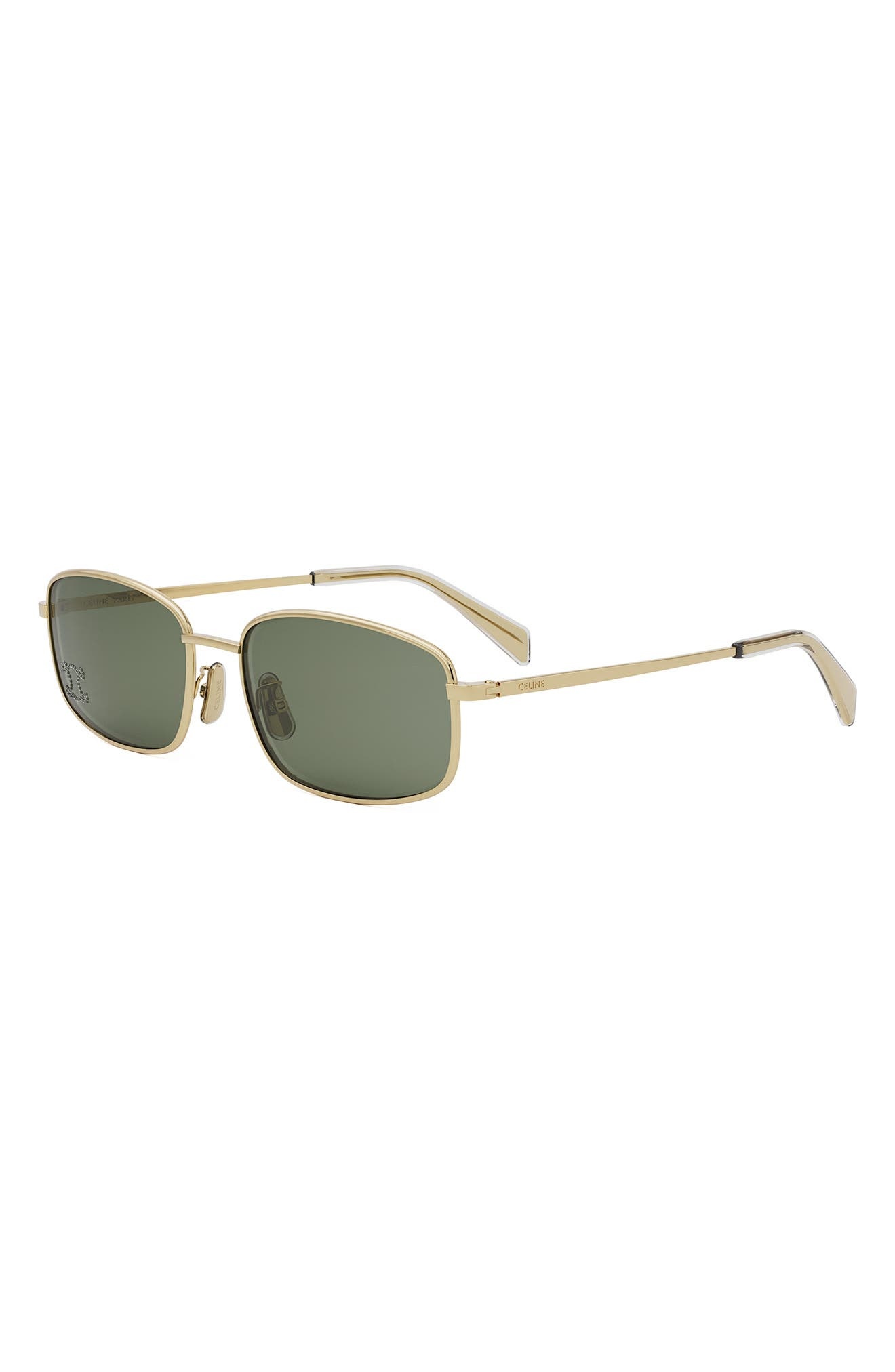 CELINE Triomphe 60mm Rectangular Sunglasses in Shiny Endura Gold /Green at Nordstrom - 2
