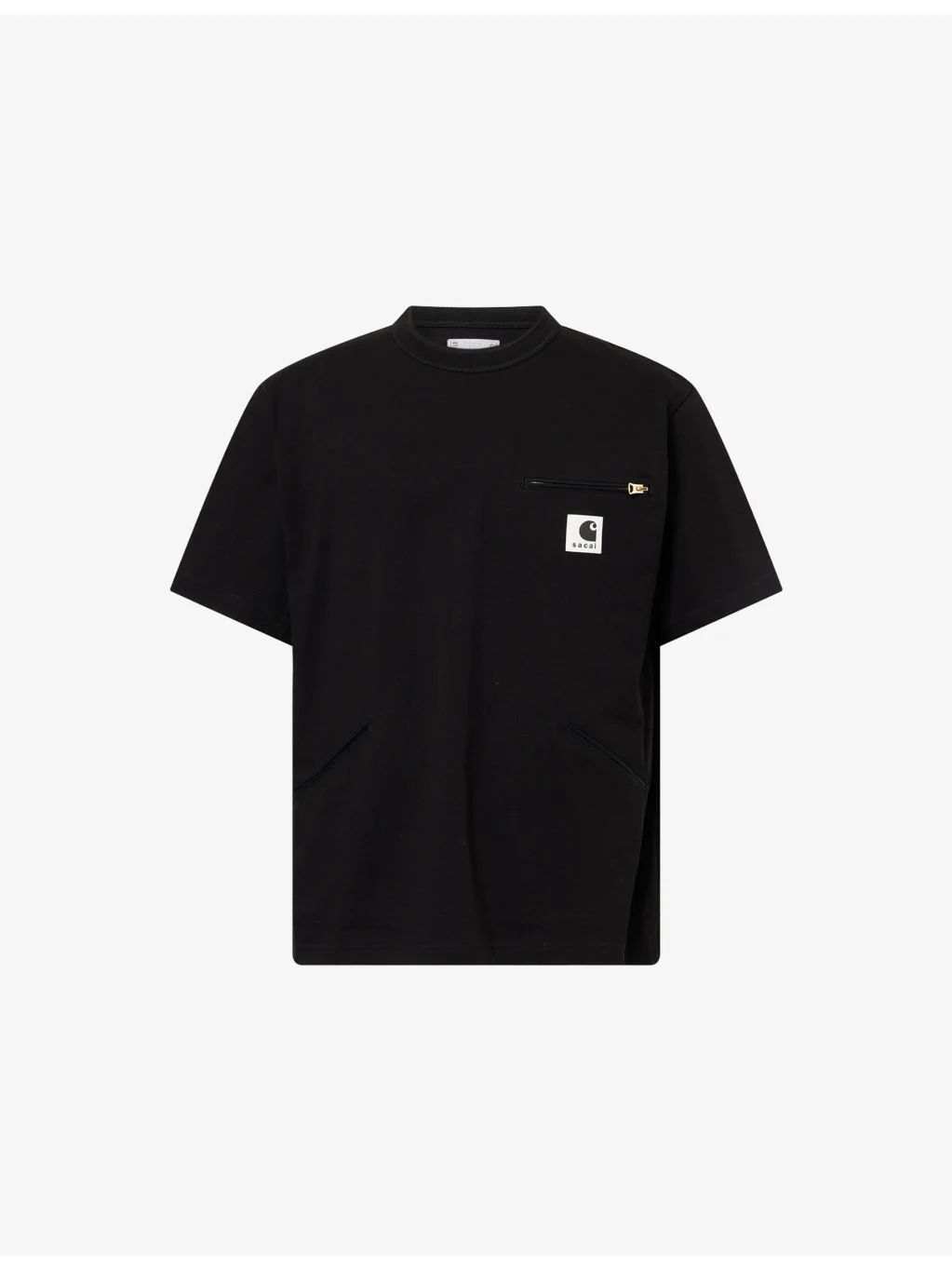Logo-Patch Slip-Pocket Cotton T-shirt - 1