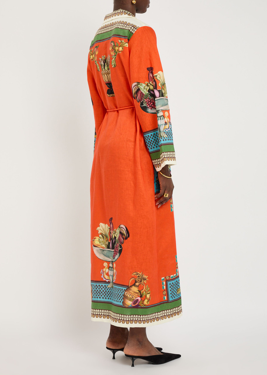 Alemais Rocco Printed Linen Maxi Shirt Dress - 3