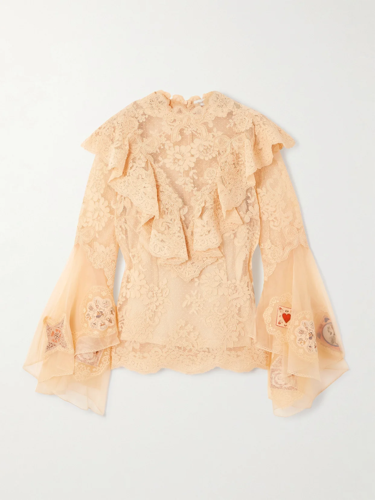 Hypnotic Appliquéd Ruffled Lace Blouse - 1