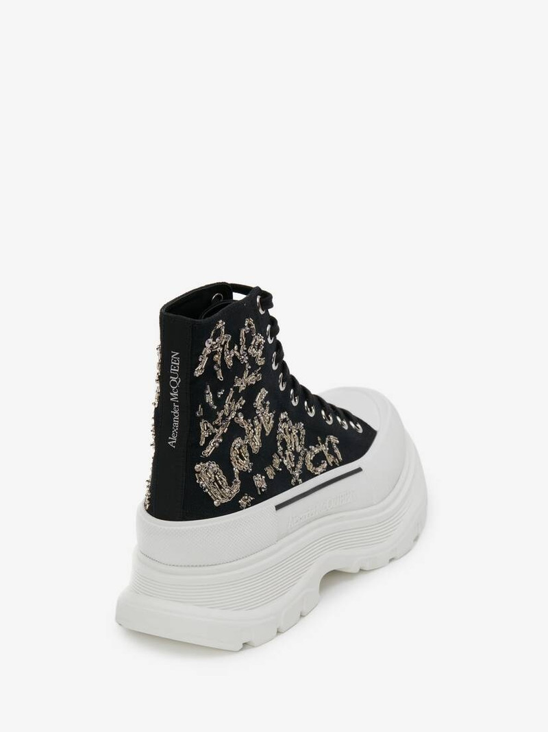Alexander McQueen Men's Tread Slick Boot in Black/silver outlook