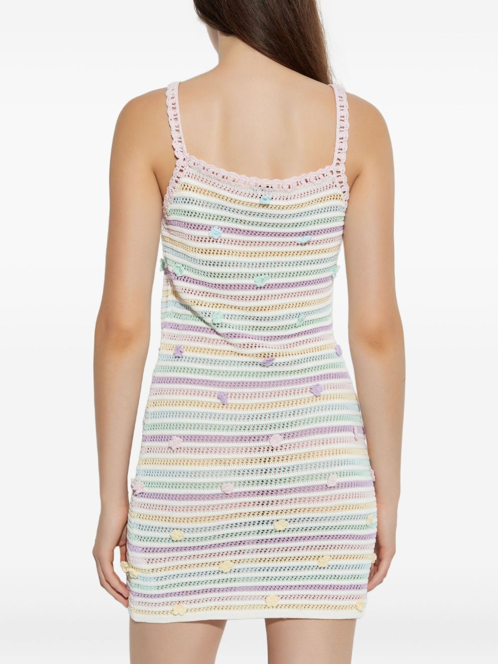 striped crochet-knit mini dress - 4