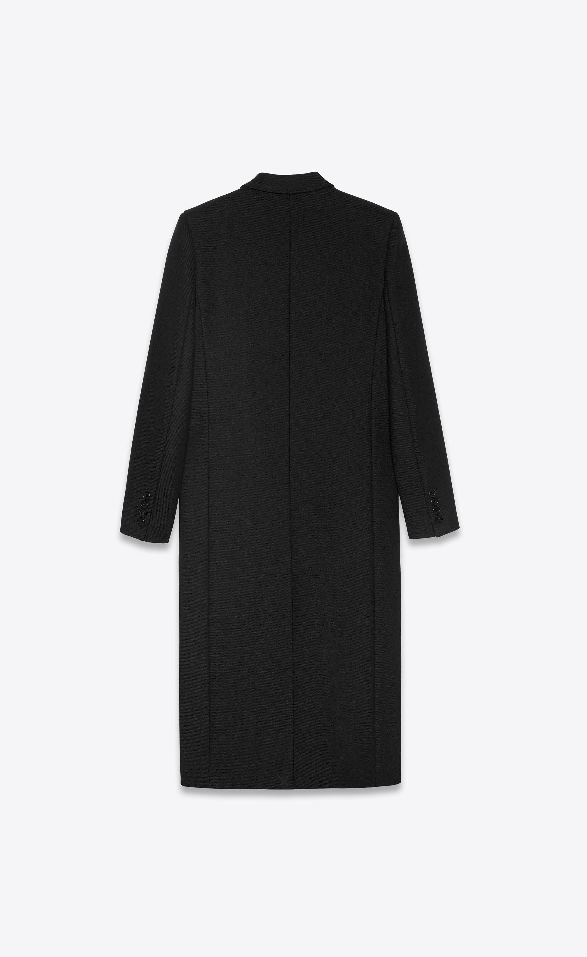 long buttoned coat in wool twill - 2