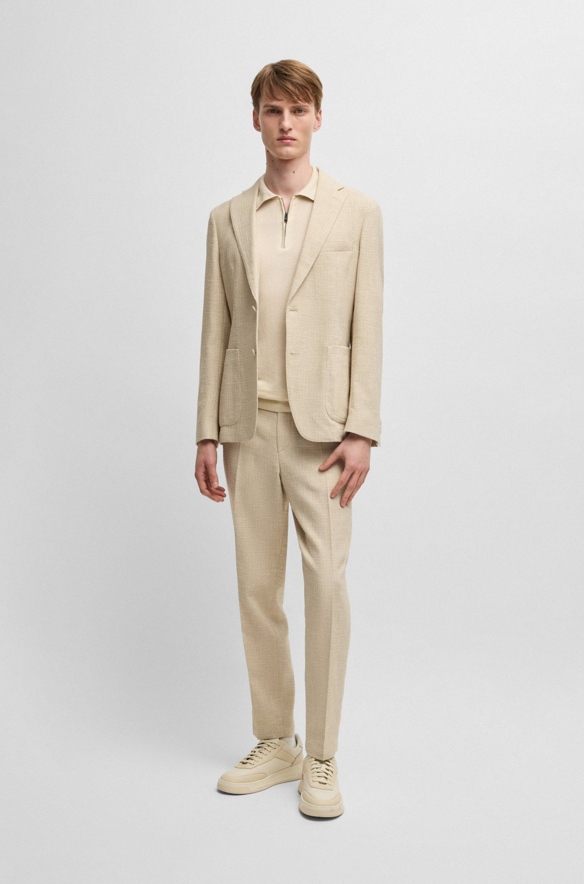 LINEN-BLEND SWEATER WITH ZIP PLACKET - 5