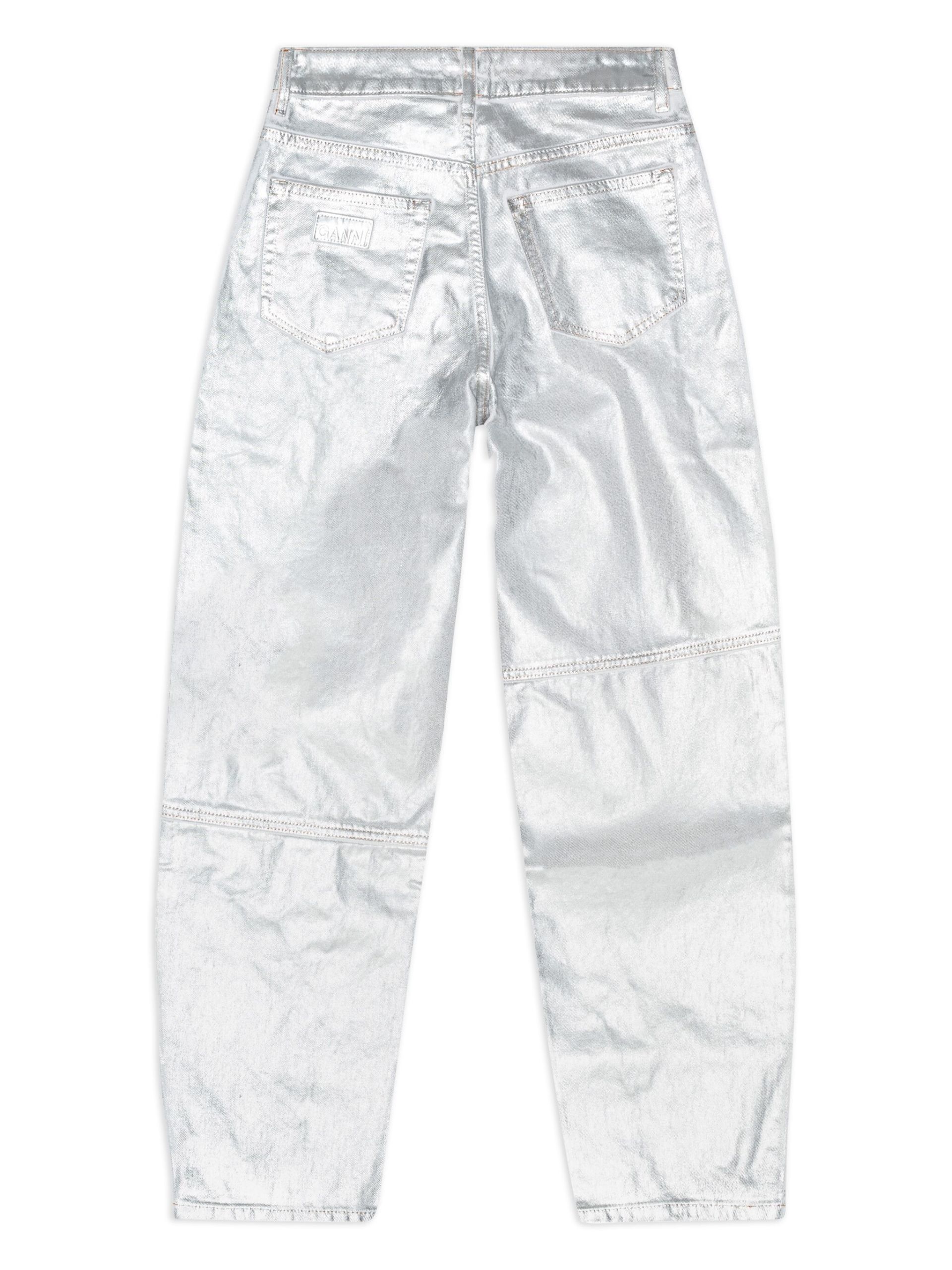 Silver Metallic Wide-Leg Jeans - 2
