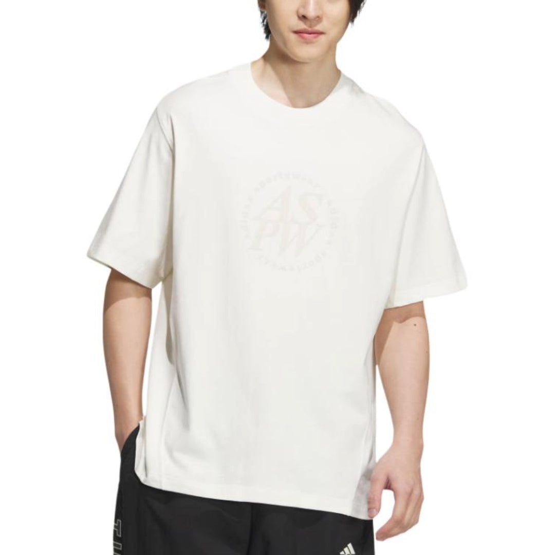 adidas Letter Printed T-Shirt Asia Sizing 'White' JI6257 - 3