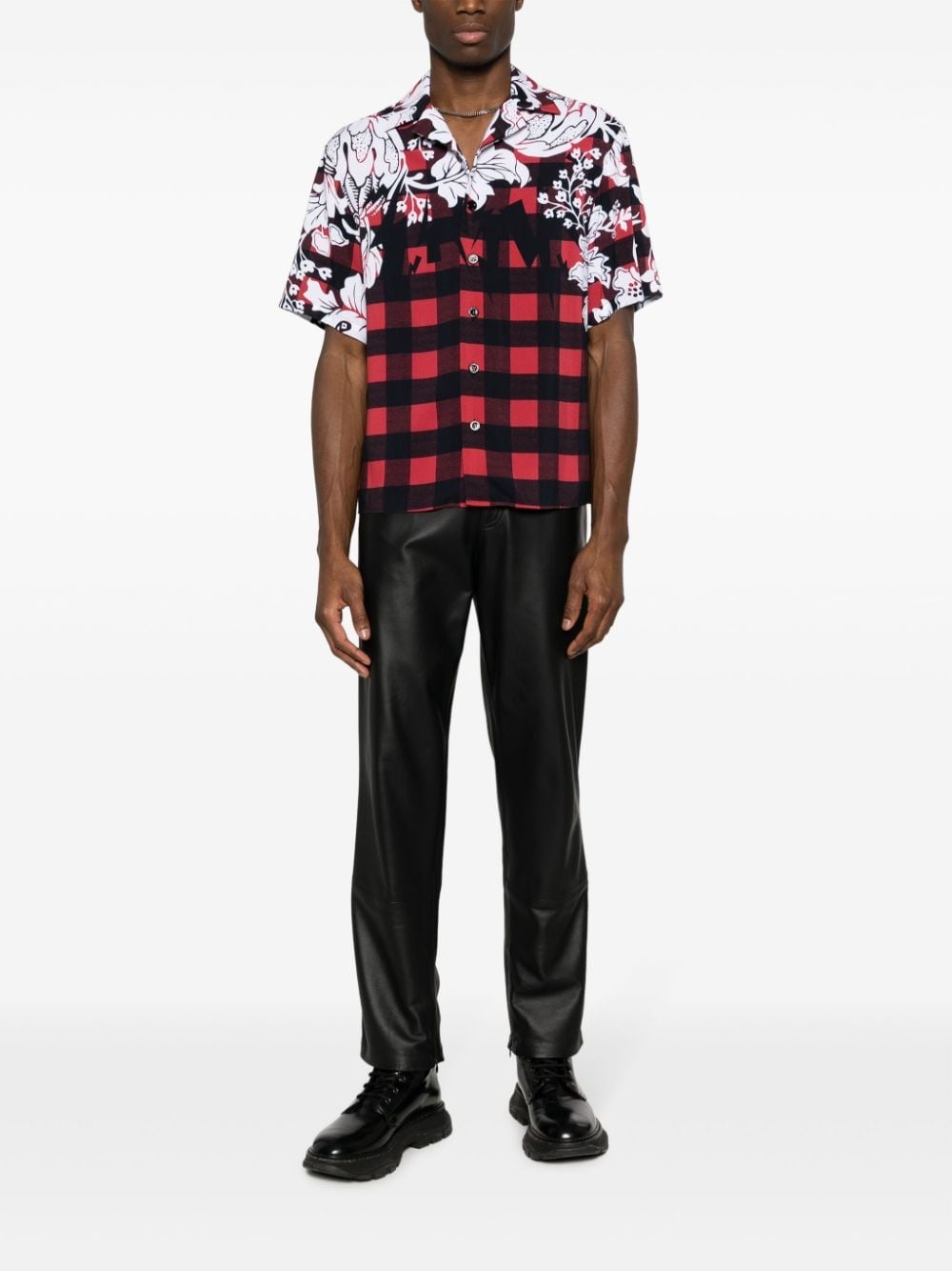 check-print short-sleeve shirt - 2