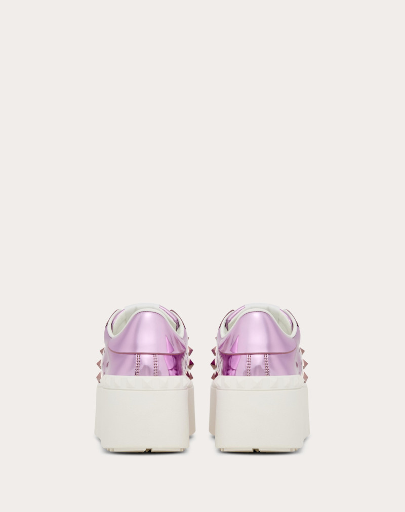 Valentino FLATFORM ROCKSTUD UNTITLED MIRROR-EFFECT TRAINER WITH CALFSKIN BAND outlook