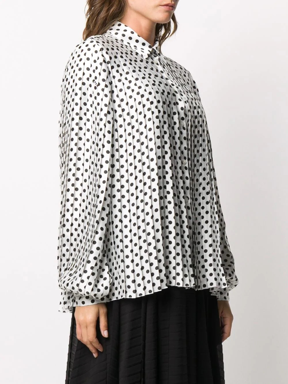 polka-dot pleated shirt - 3