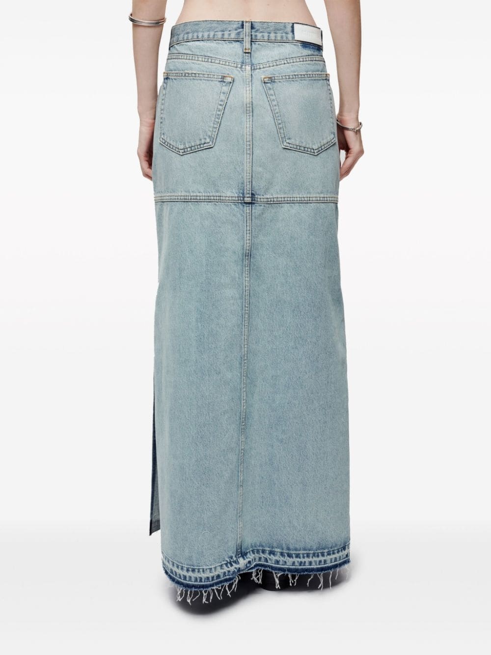 side-slit denim maxi skirt - 4