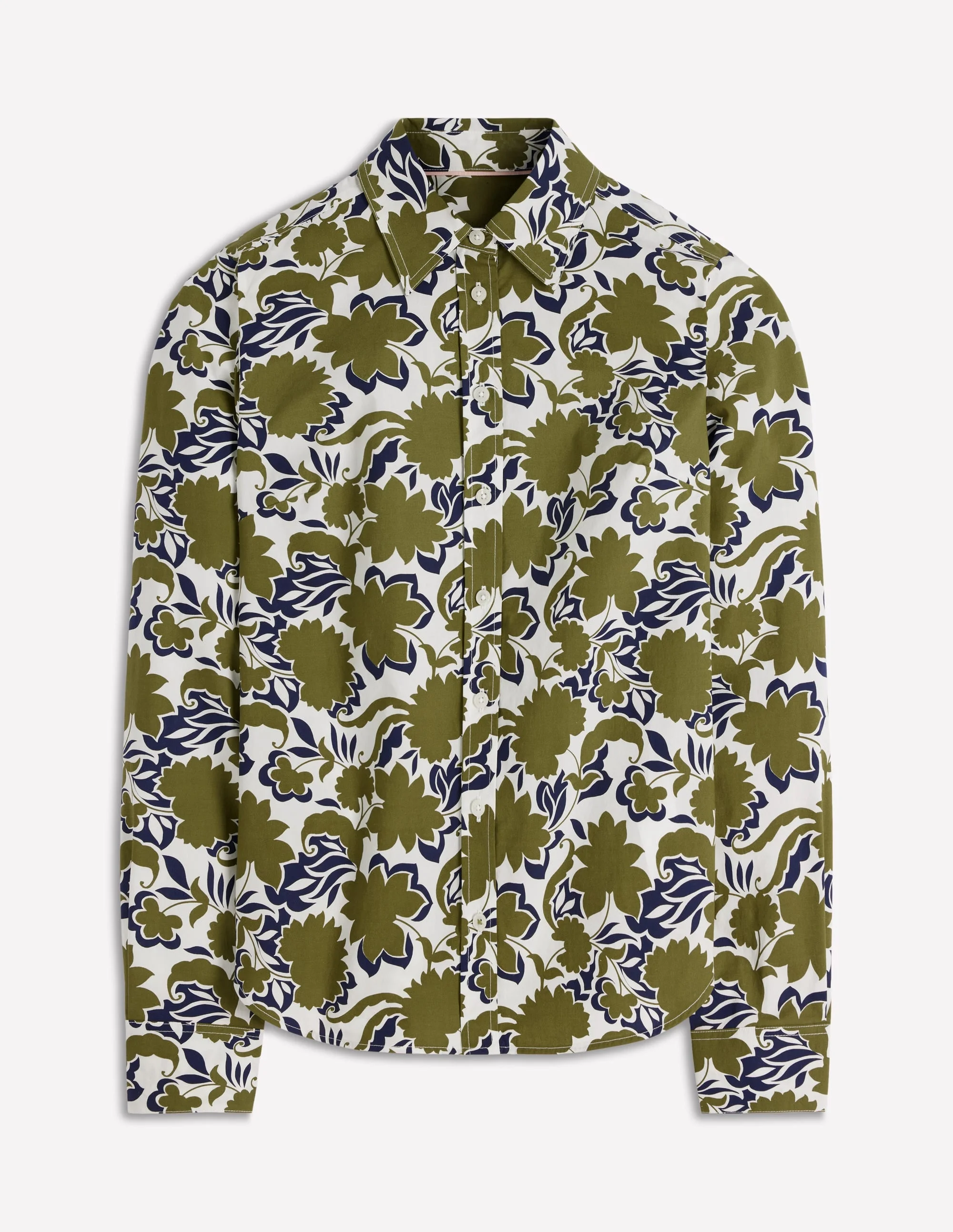 Sienna Cotton Shirt-Olive, Shadow Blossom - 1