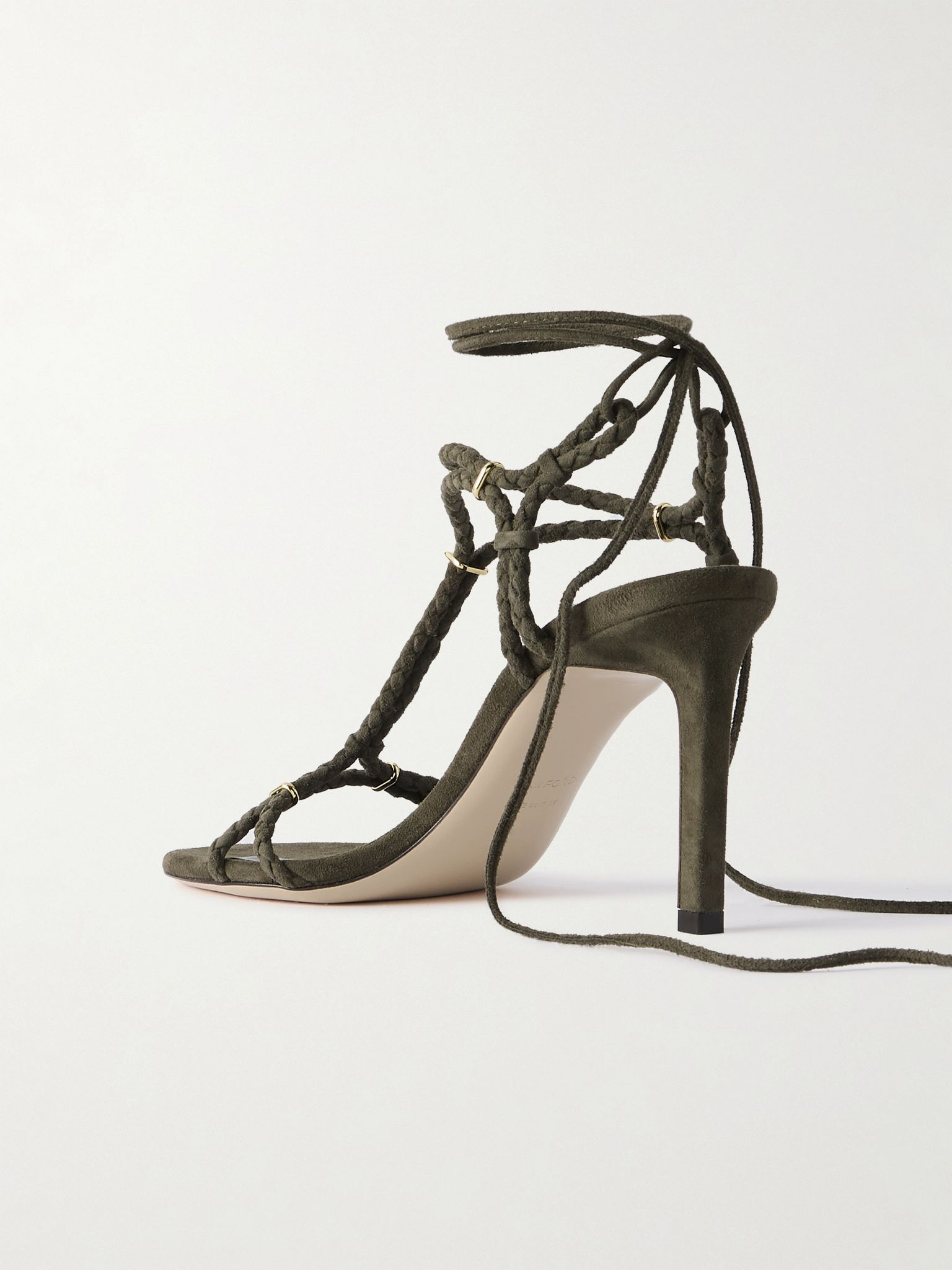 Lily embellished braided suede sandals Army green - 3