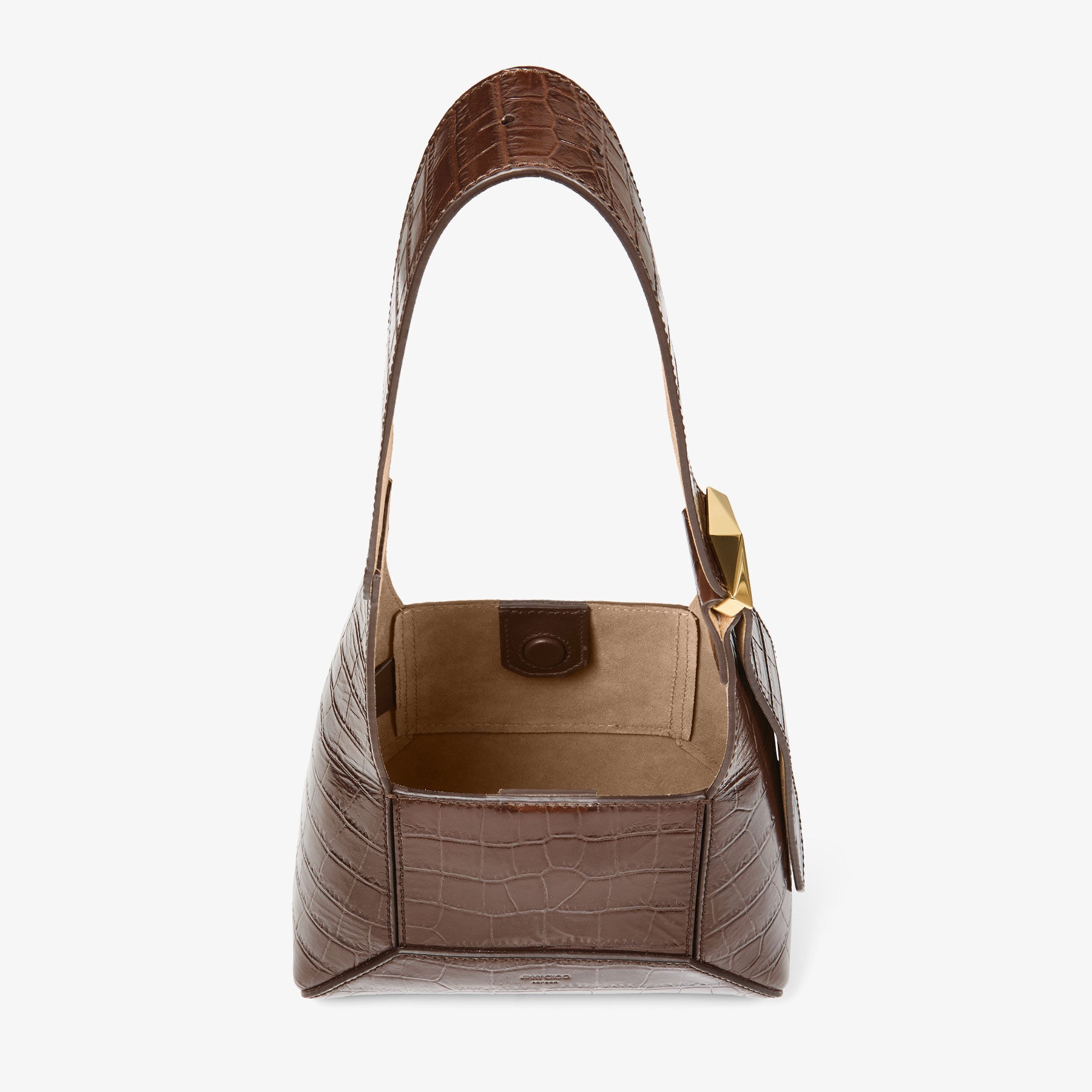 Diamond Hobo S
Chocolate Croc Embossed Calf Leather Shoulder Bag - 4