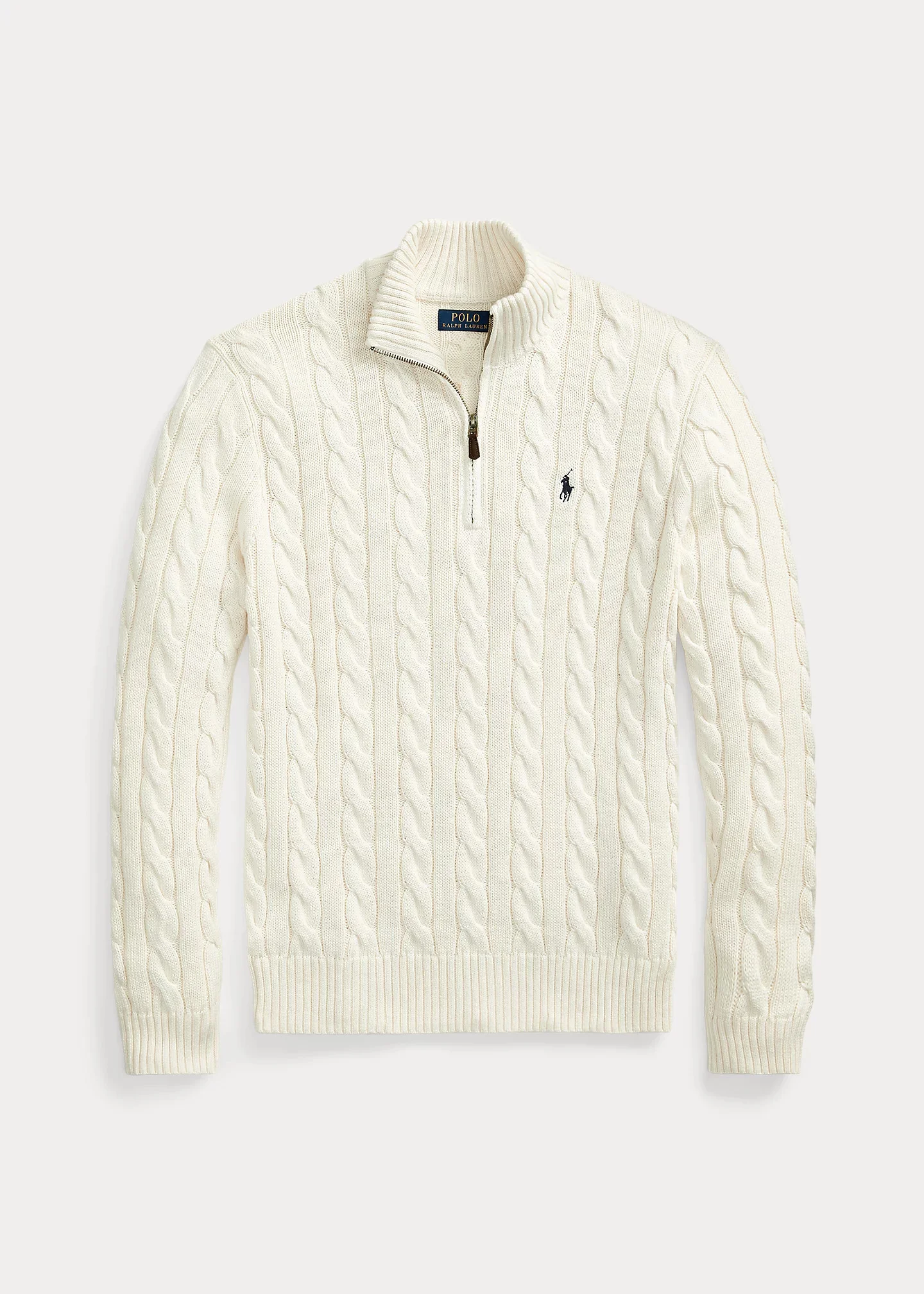 Cable-Knit Cotton Quarter-Zip Sweater - 1