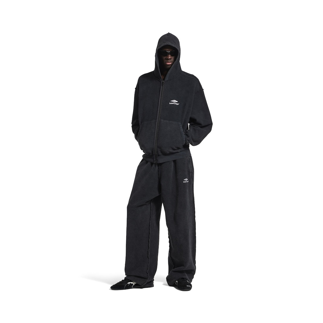 Men's 3b Sports Icon Inside-out Zip-up Hoodie in Black Faded - 2