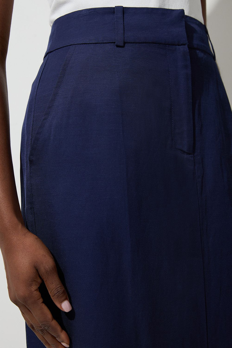 Petite Tailored Viscose Linen Pencil Maxi Skirt 4