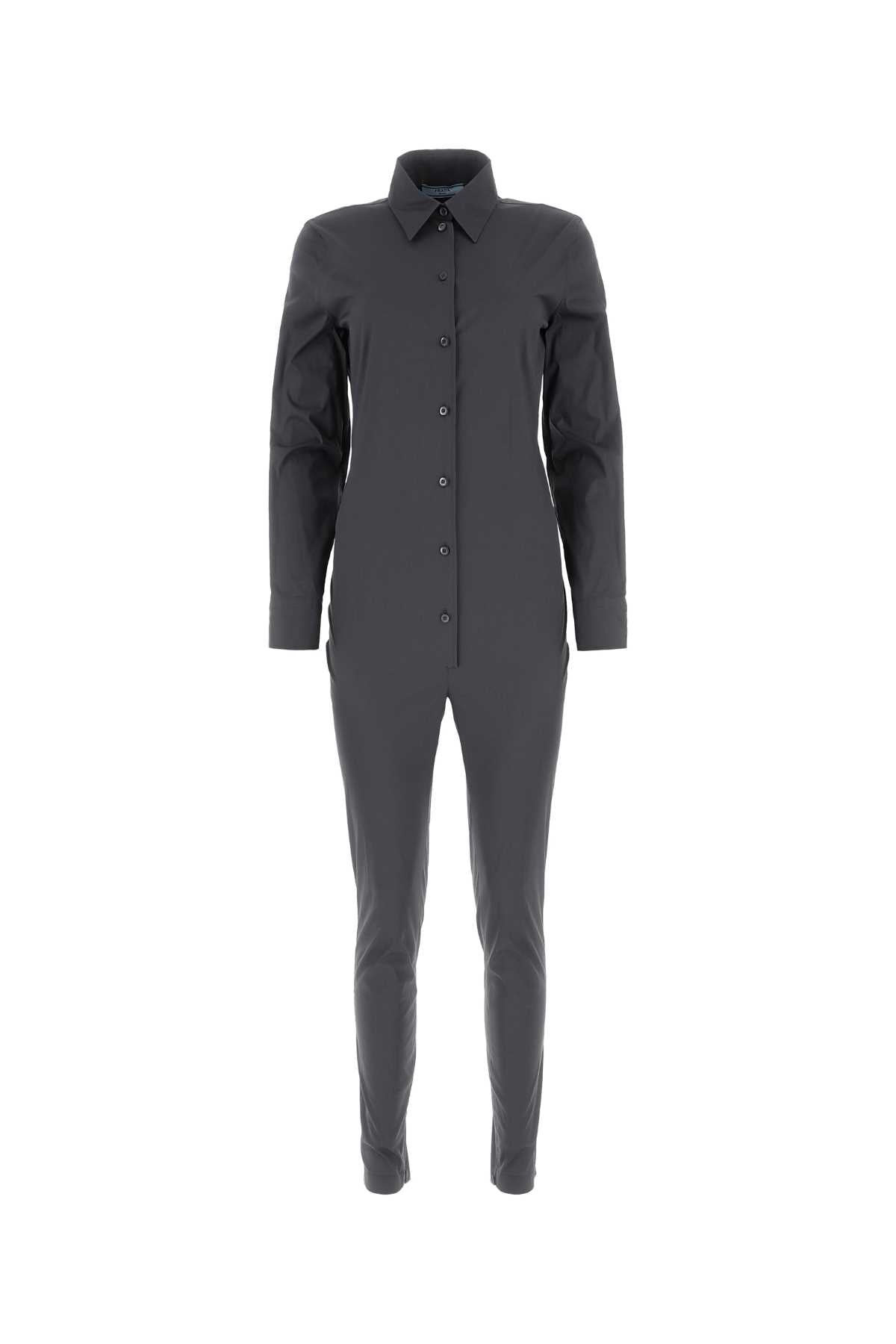 Prada Women Graphite Stretch Poplin Jumpsuit - 1