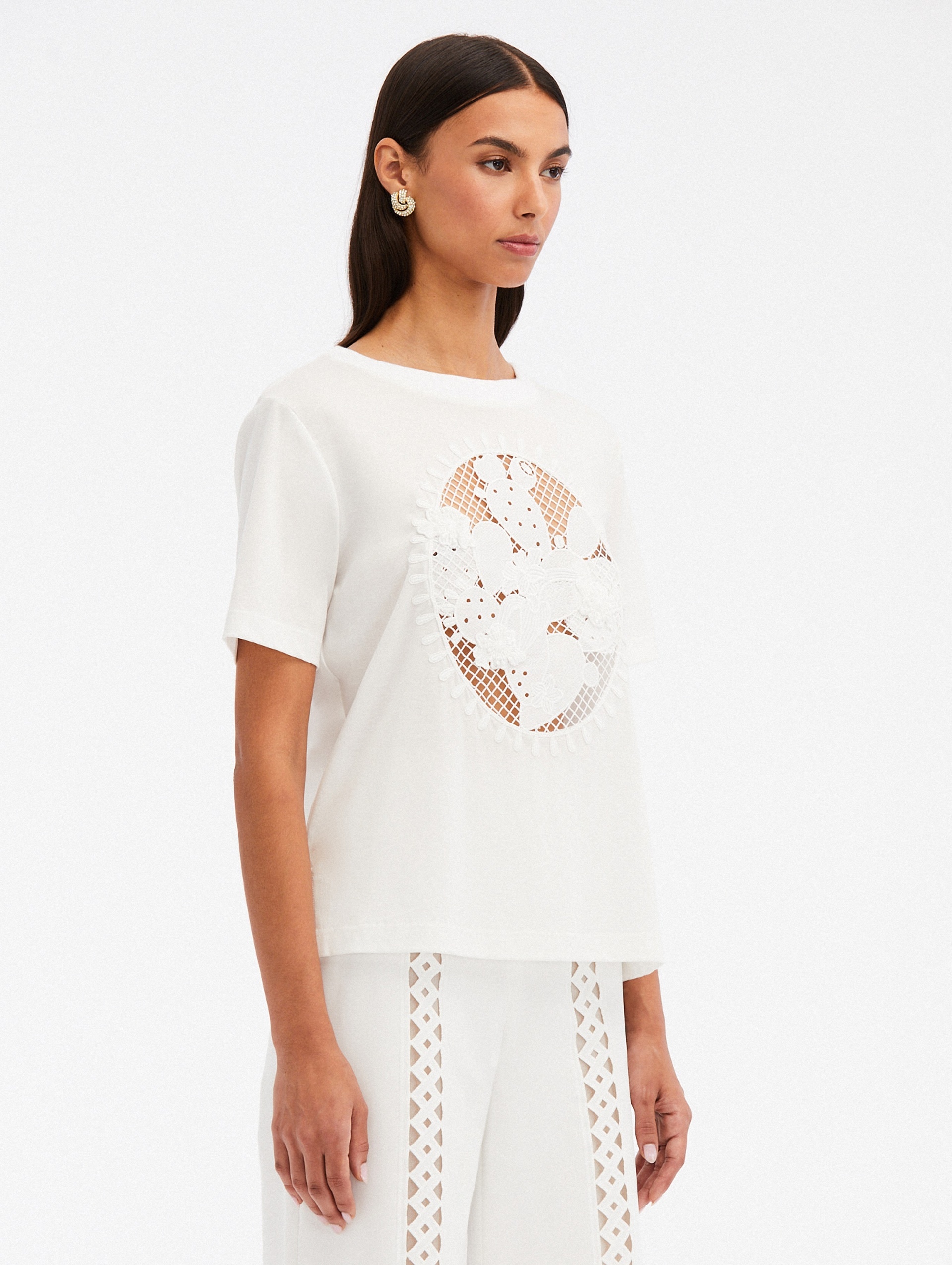 CACTUS EYELET GUIPURE TEE - 4