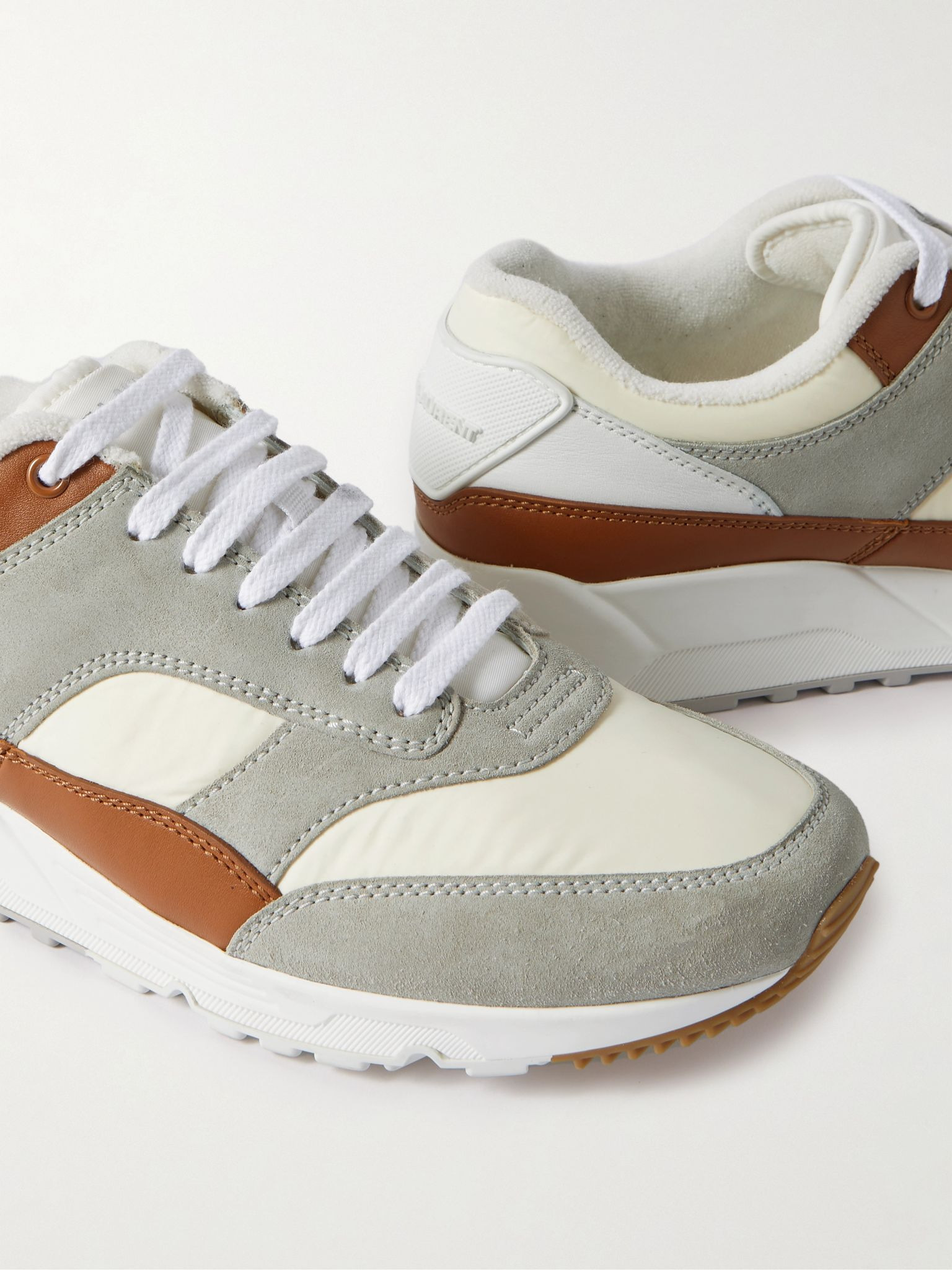 Bump Colour-Block Suede, Shell and Leather Low-Top Sneakers Gray - 5