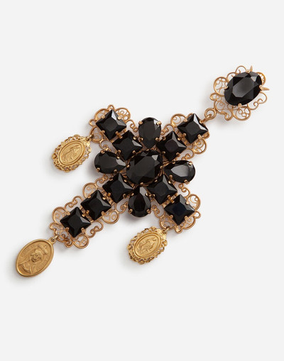 Dolce & Gabbana Clip-on drop earrings with crosses and medallions outlook