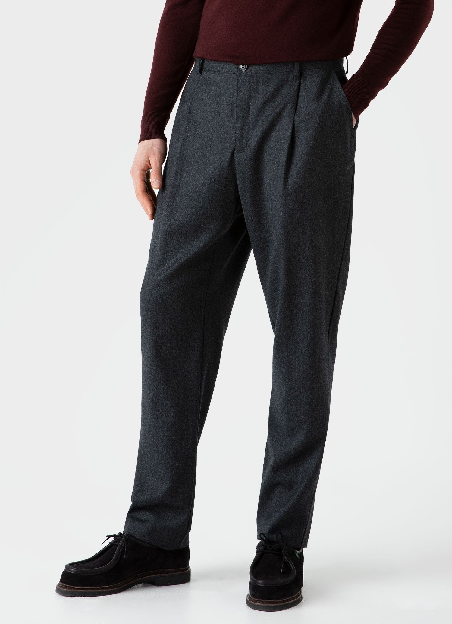 Pleated Wool Flannel Trouser - 3