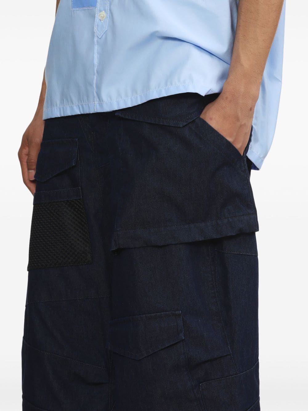 wide-leg cotton cargo trousers - 5