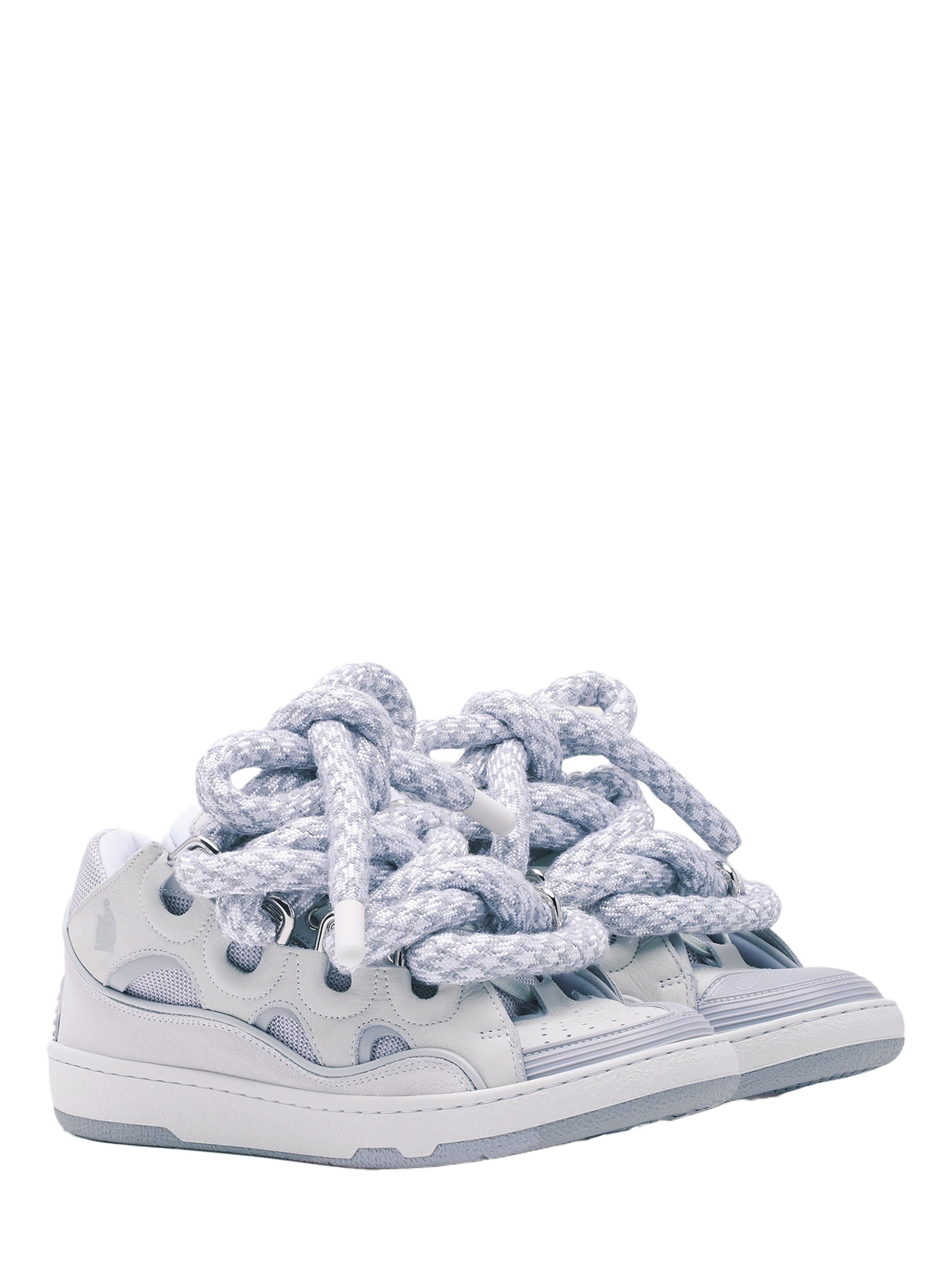 Lanvin Curb Sneakers In Leather With Snake Laces For Women in White at Nordstrom - 8