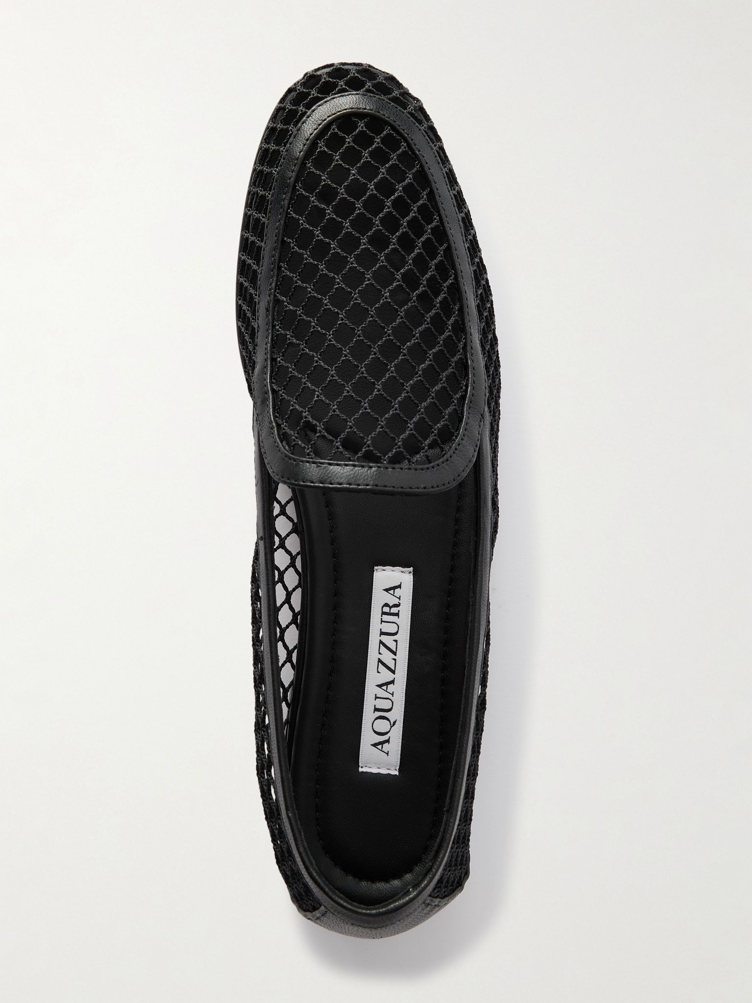 Saint Germain leather-trimmed fishnet loafers Black - 5