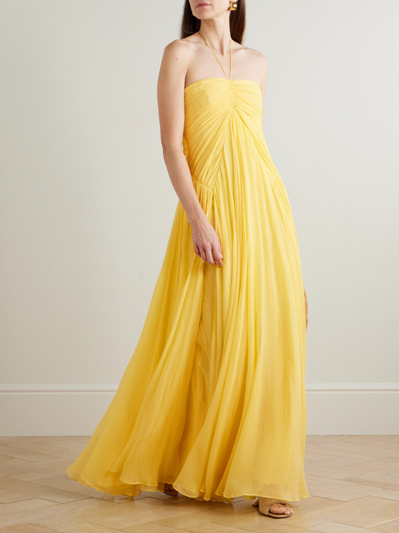 Cult Gaia Ritz Gathered Silk-chiffon Halterneck Maxi Dress outlook