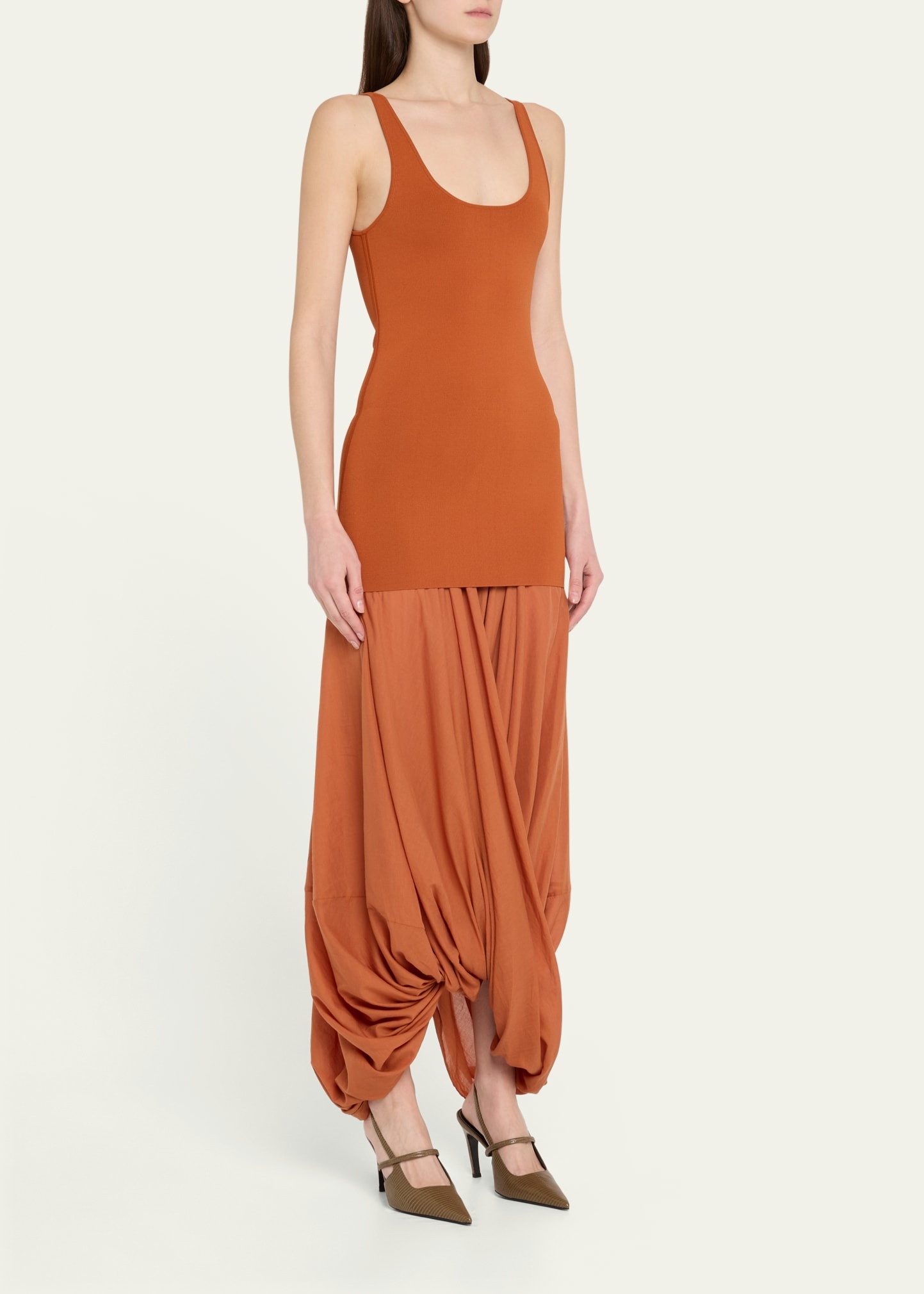 Draped Cocoon Maxi Tank Dress - 4