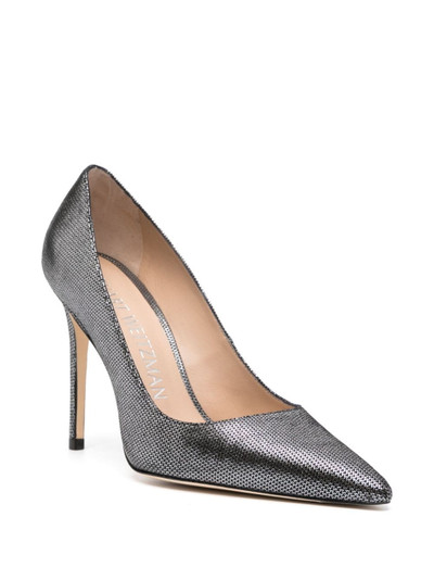 Stuart Weitzman Stuart 100mm metallic-leather pumps outlook