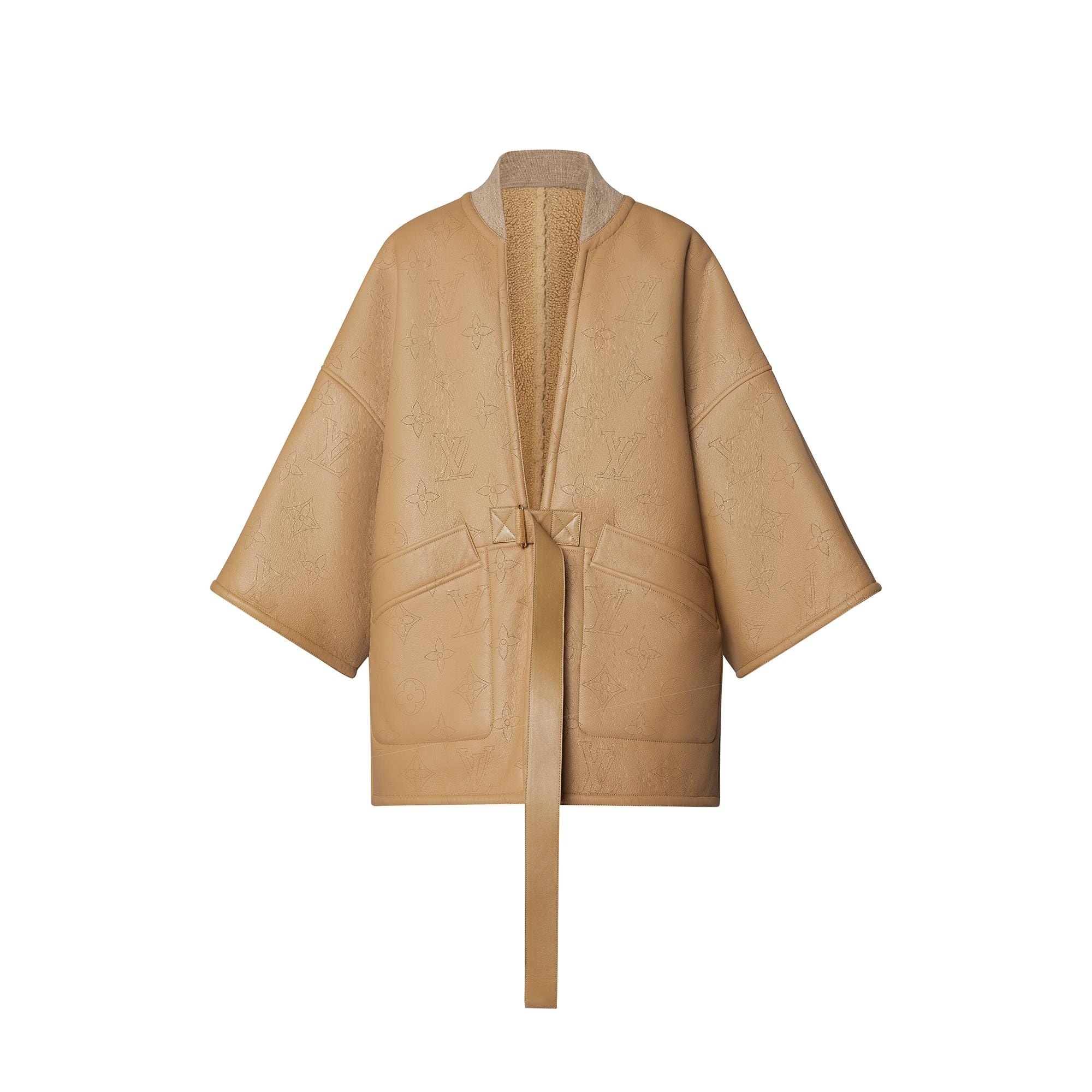 Mahina Monogram Shearling Kimono Jacket - 4