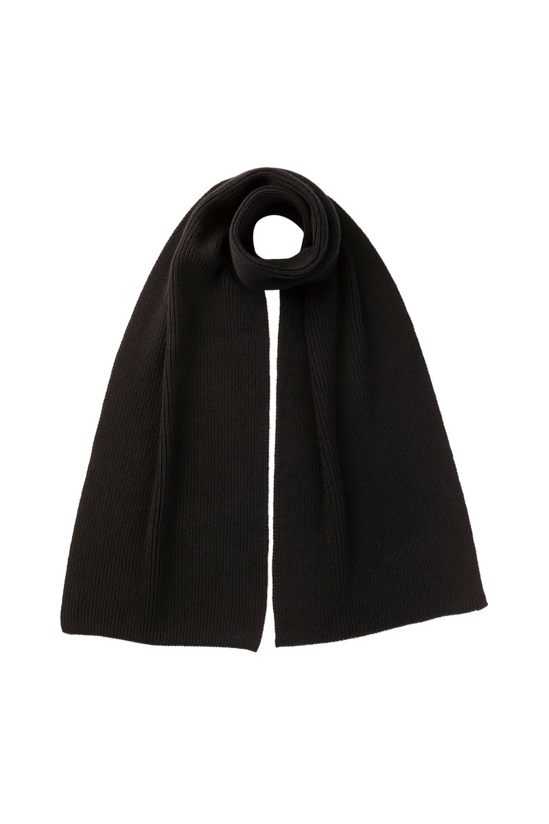 Ribbed Black Cashmere Scarf 1