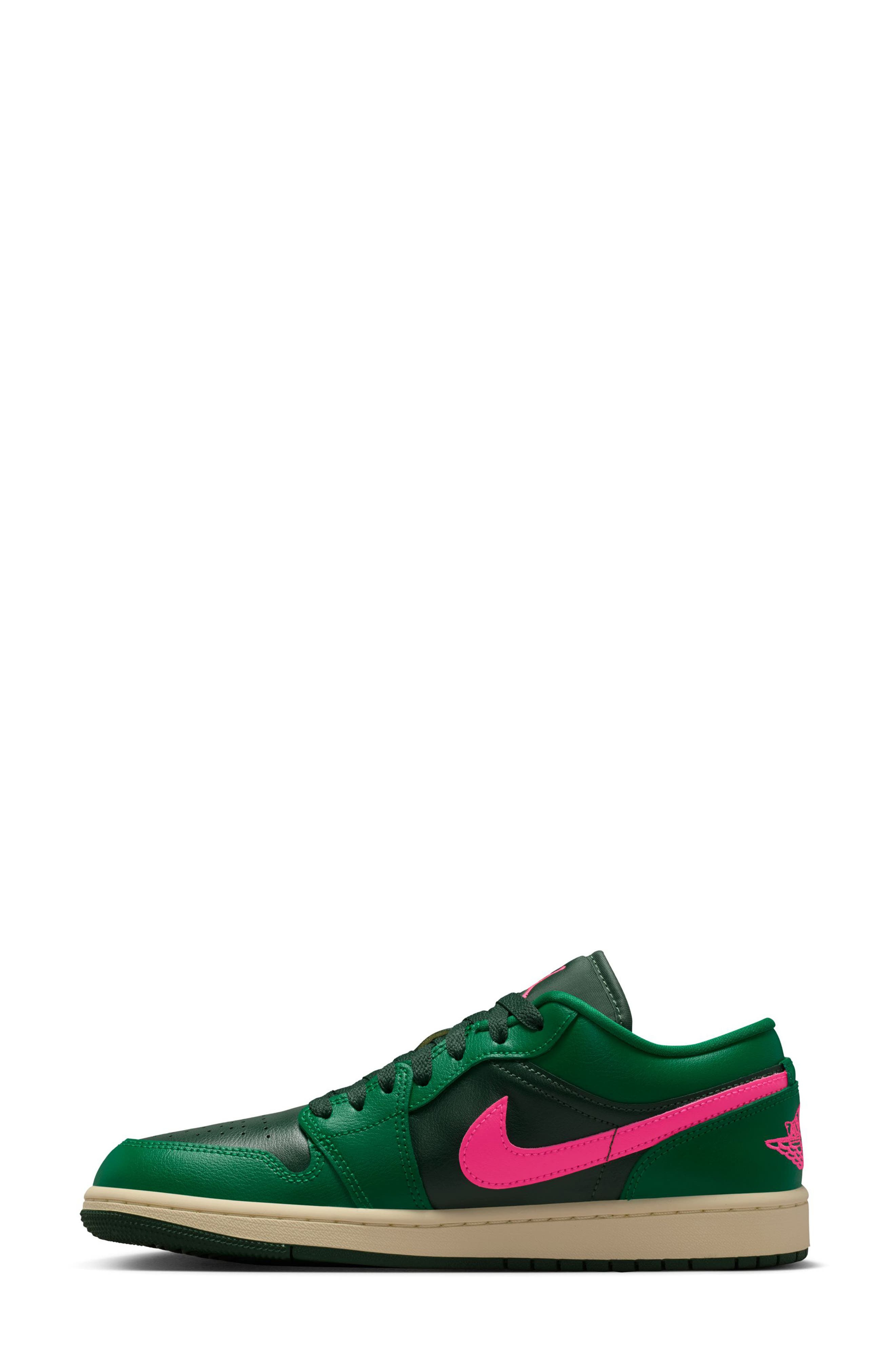 Air Jordan 1 Low Sneaker in Malachite/Fir/Pink Blast at Nordstrom - 6